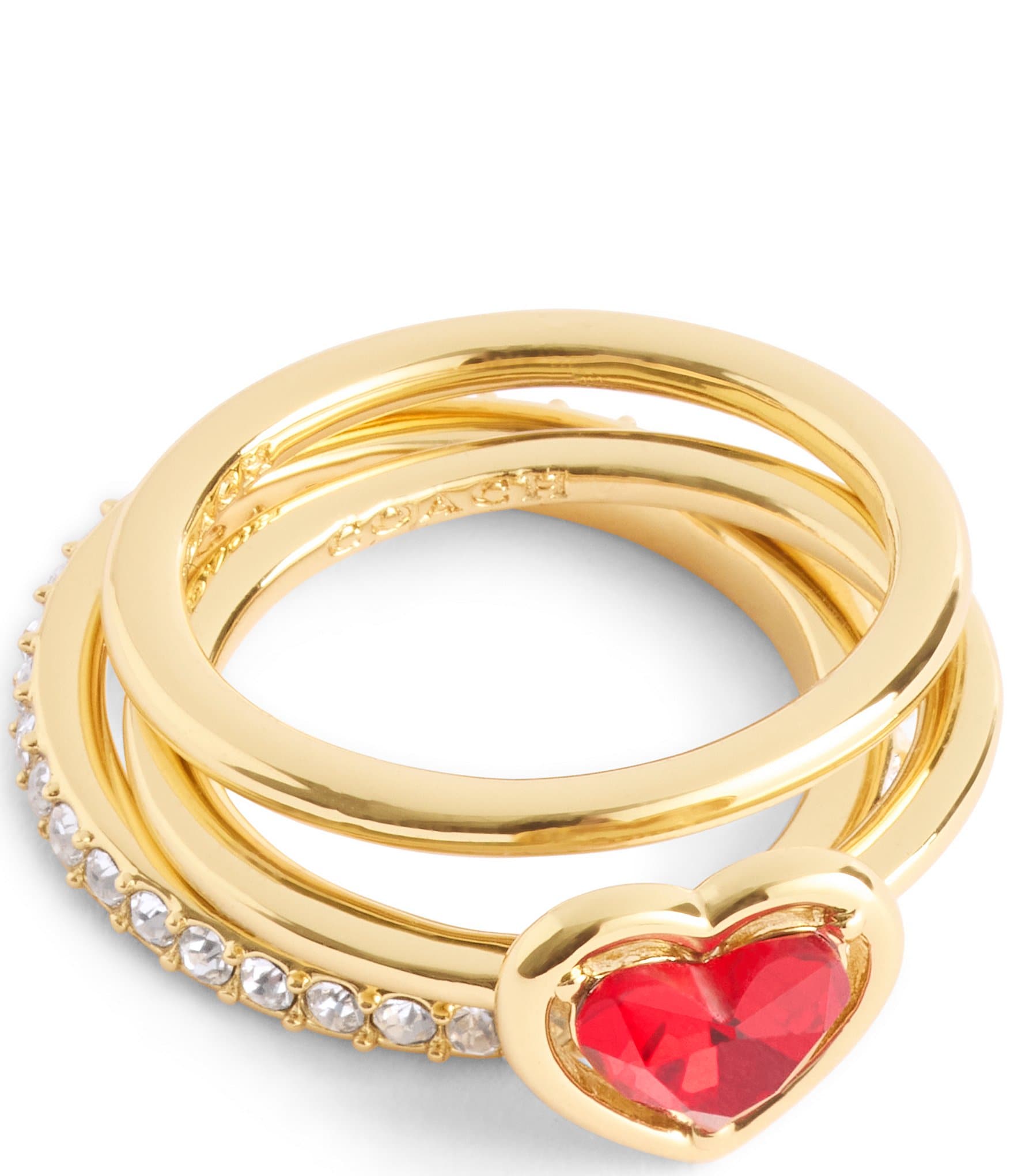 Amazon.com: COACH Womens Signature Quilted Heart Ring Set