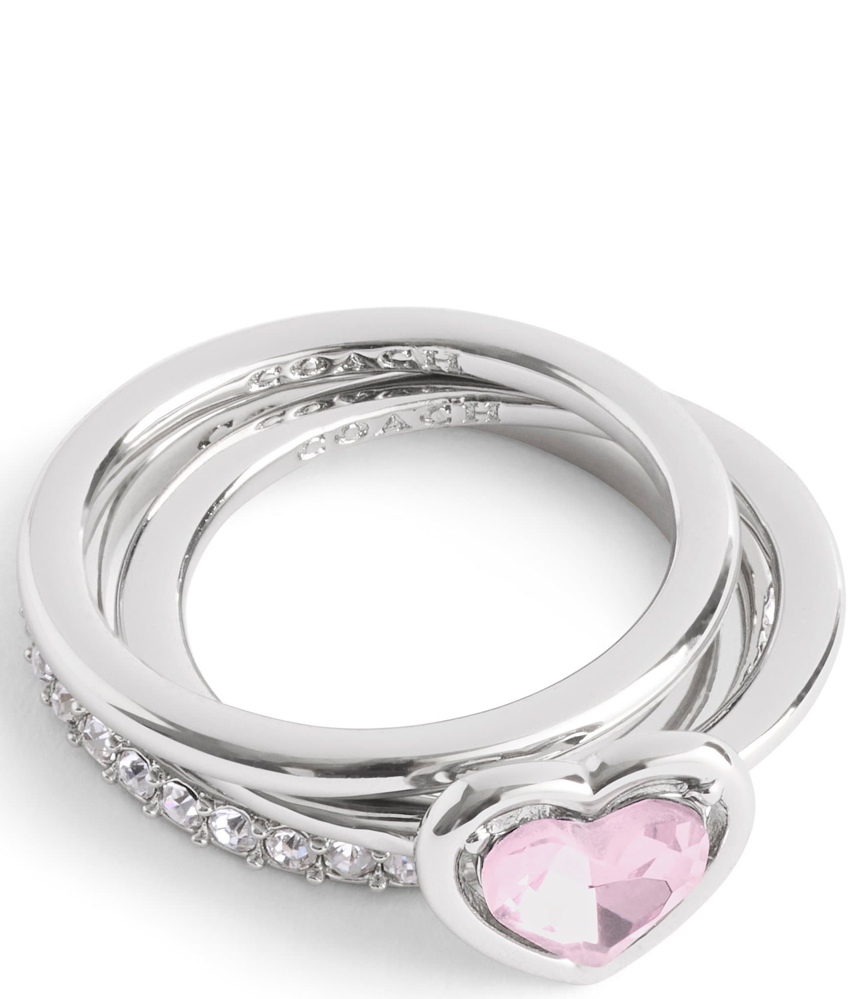 COACH Halo Heart Stacked Ring Set | Dillard's