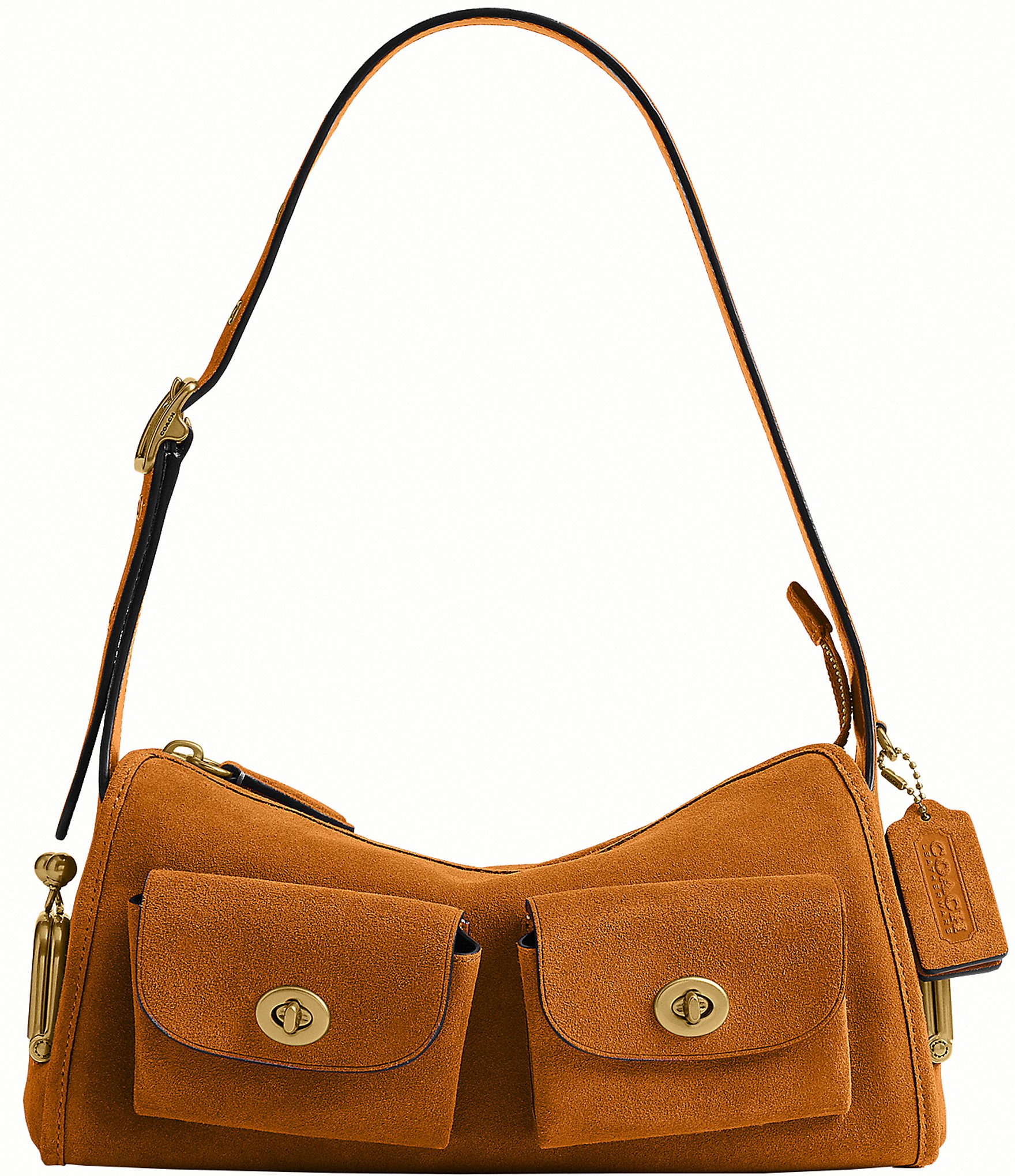 COACH Haversack 27 Suede Turnlock & Kisslock Pocket Shoulder Bag