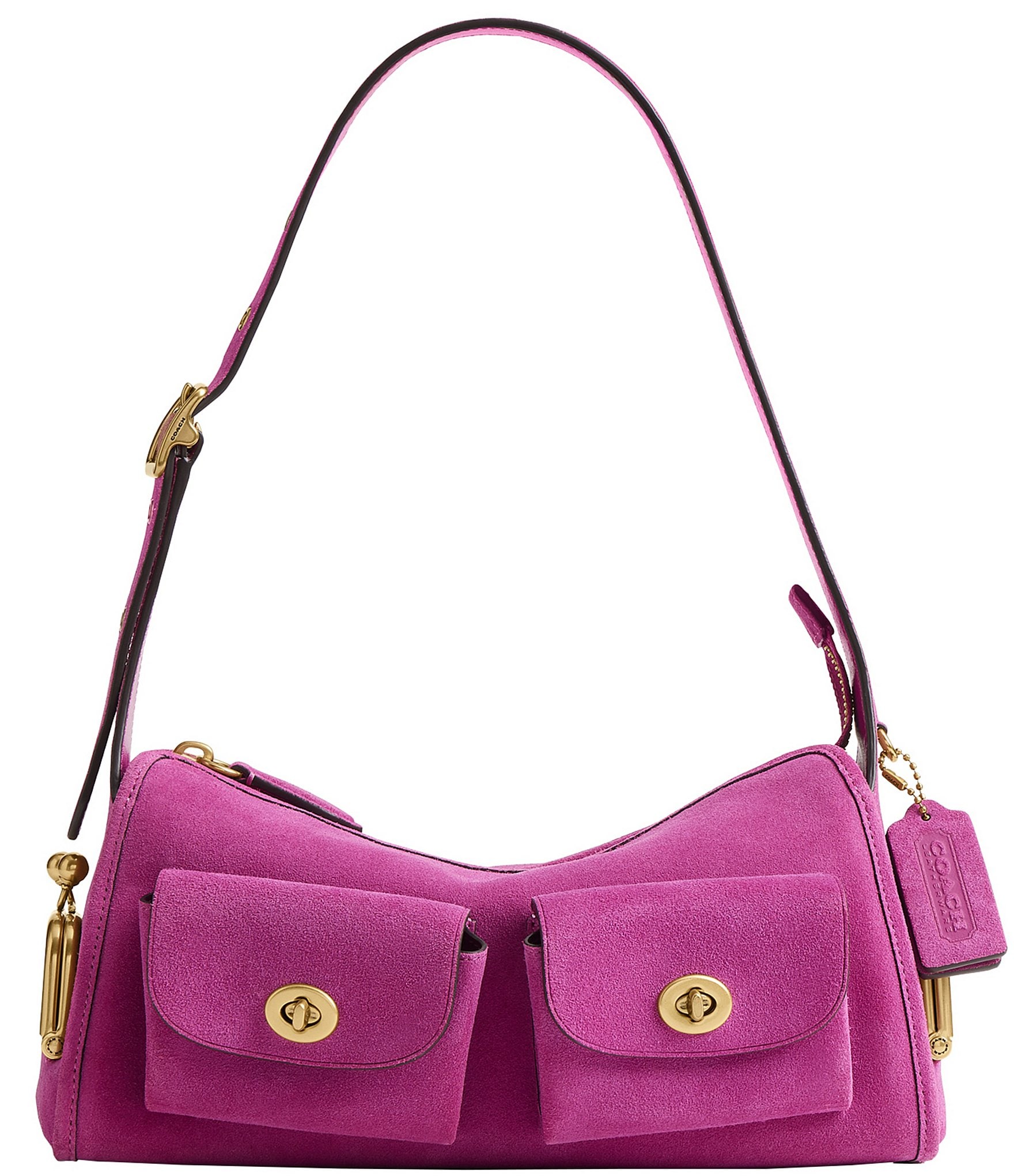 COACH Haversack 27 Suede Turnlock & Kisslock Pocket Shoulder Bag