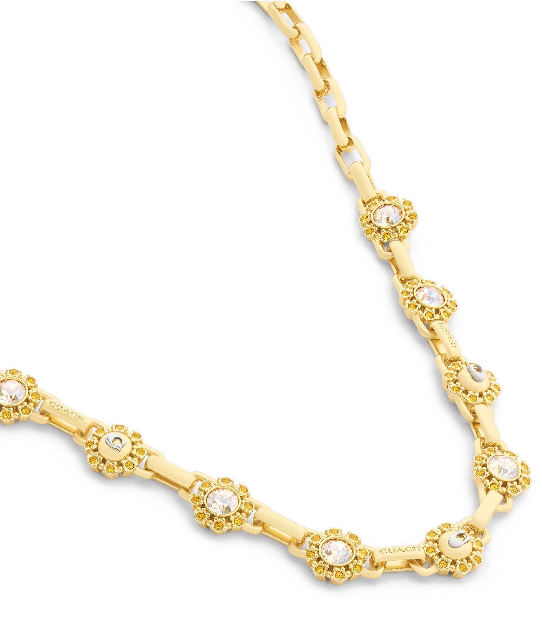 COACH Heirloom Tea Rose Bib Collar Necklace