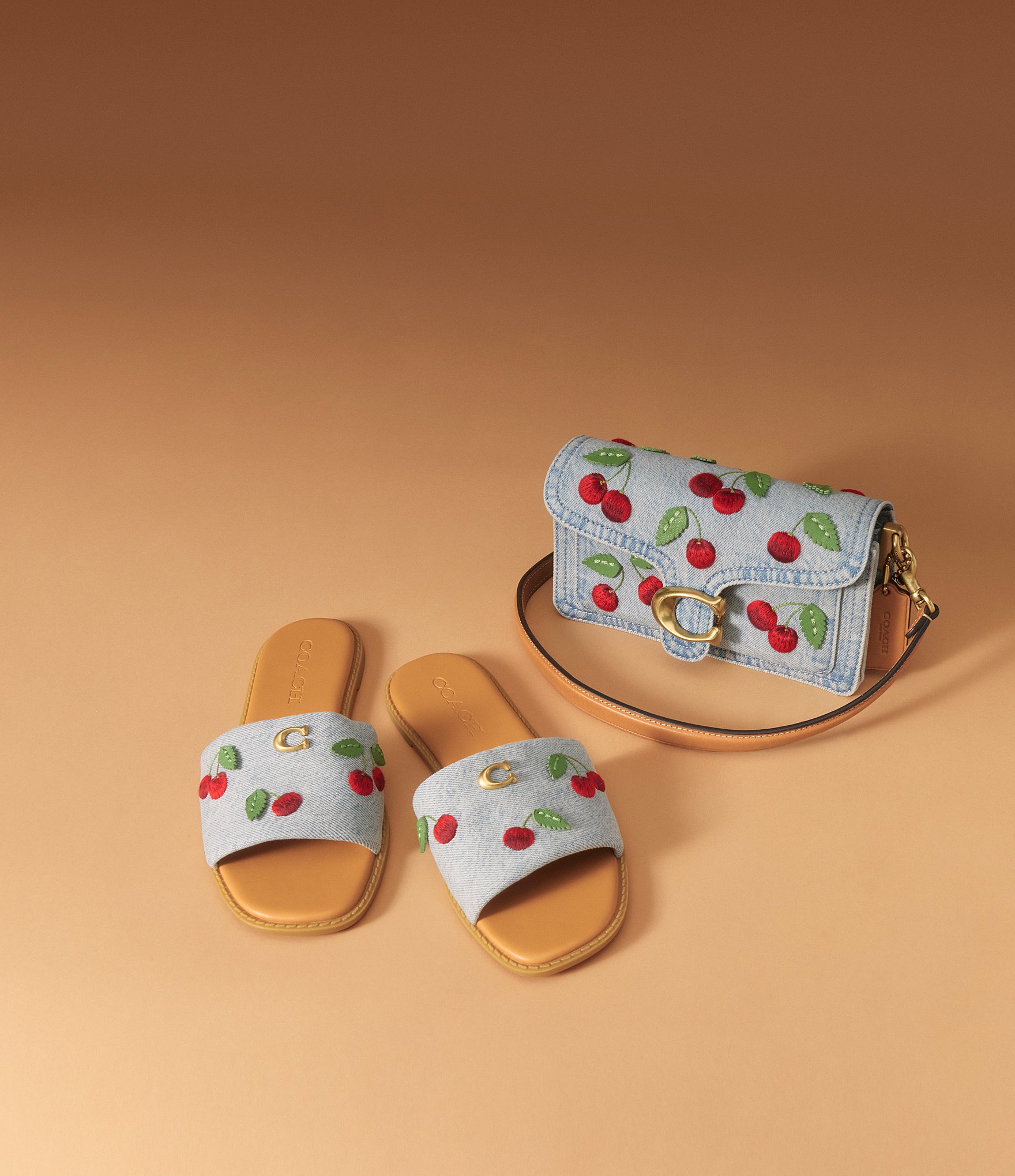 COACH Holly Cherry Signature Logo Slide Sandals