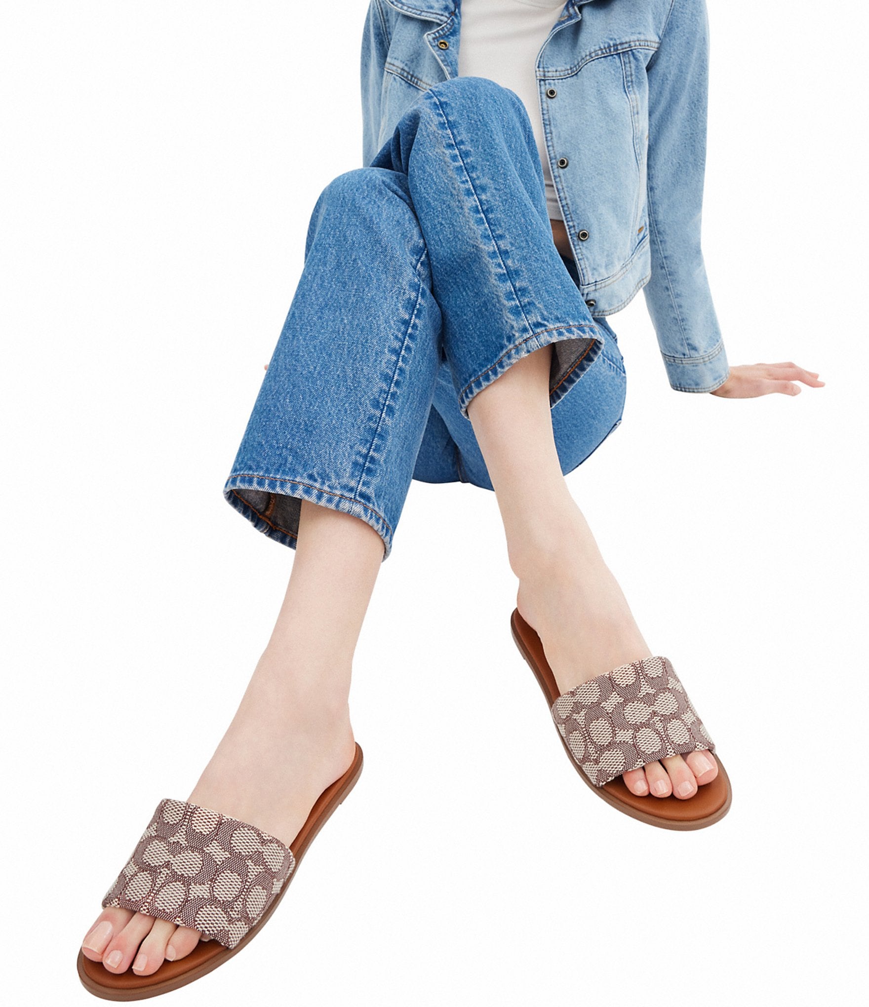 COACH Holly Signature Logo Jacquard Slide Sandals