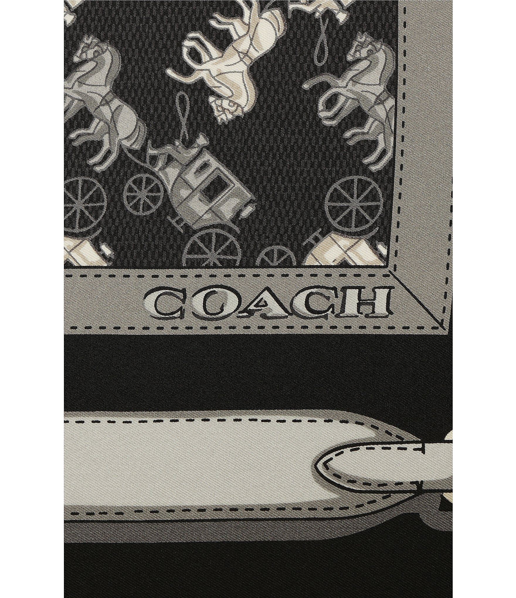 COACH Horse And Carriage Straps Printed Woven Silk Square Scarf