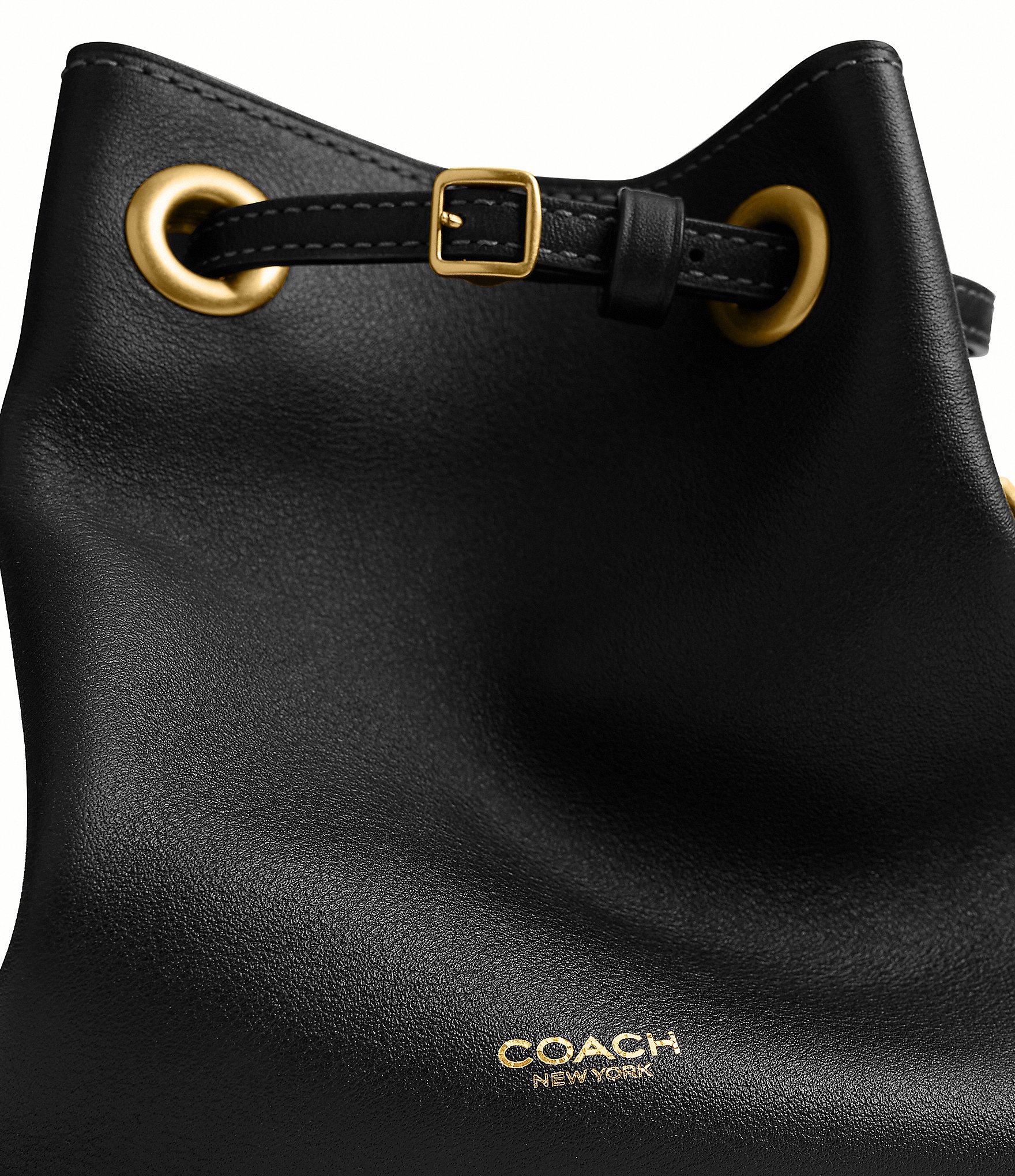 COACH Jade Leather Drawstring Bucket Bag