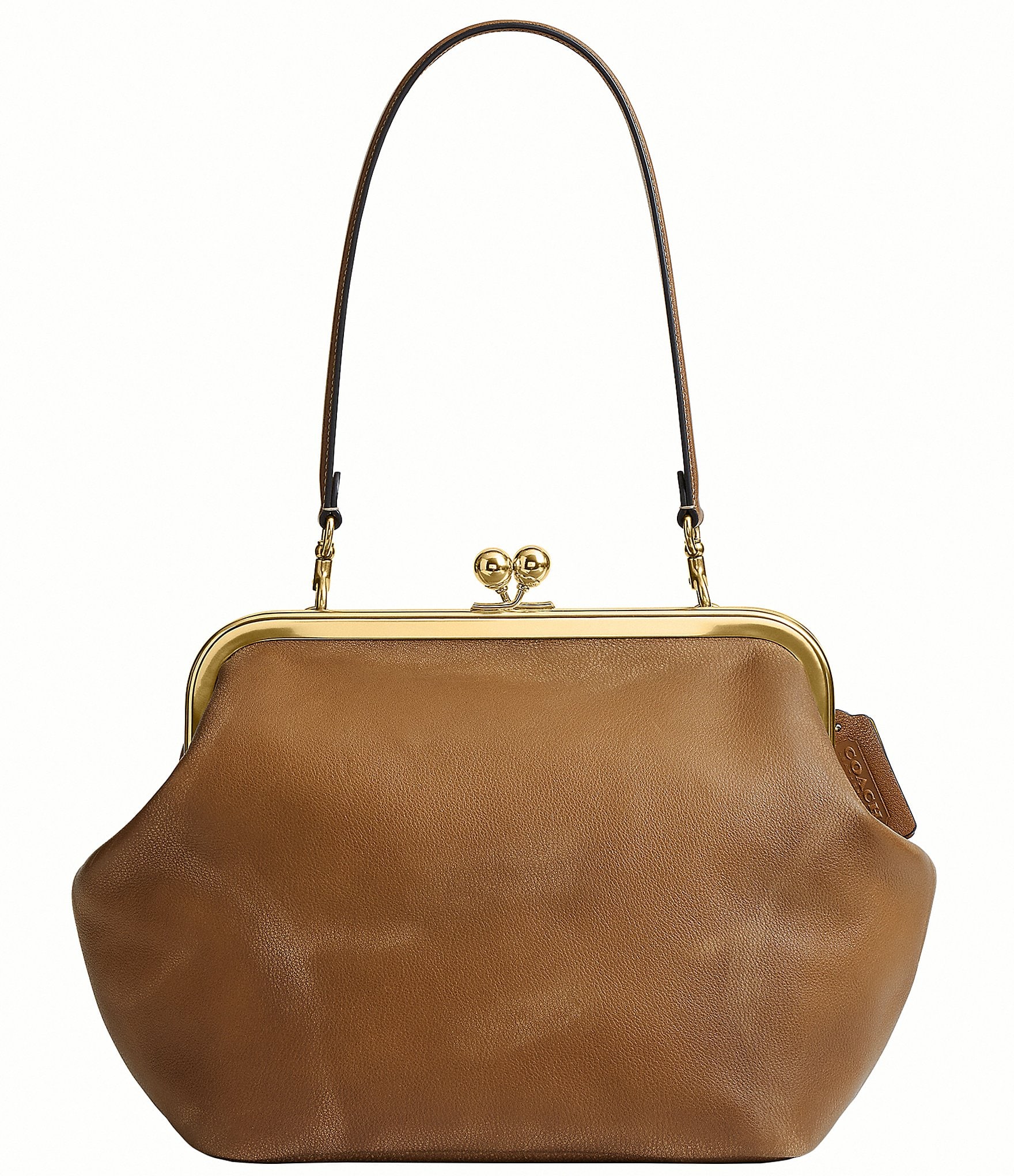 COACH Kisslock 27 Natural Grain Leather Frame Bag