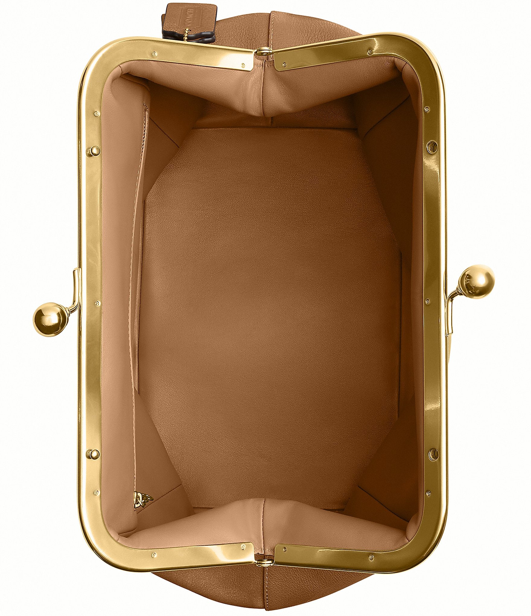 COACH Kisslock 27 Natural Grain Leather Frame Bag