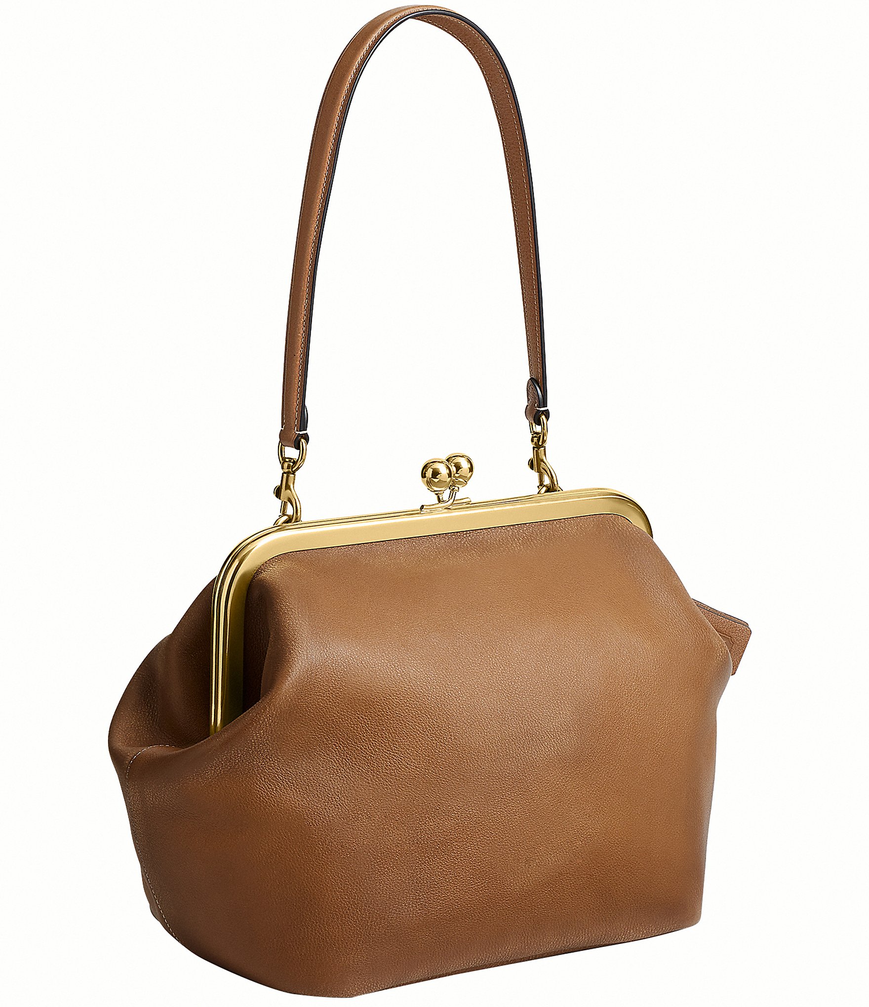 COACH Kisslock 27 Natural Grain Leather Frame Bag