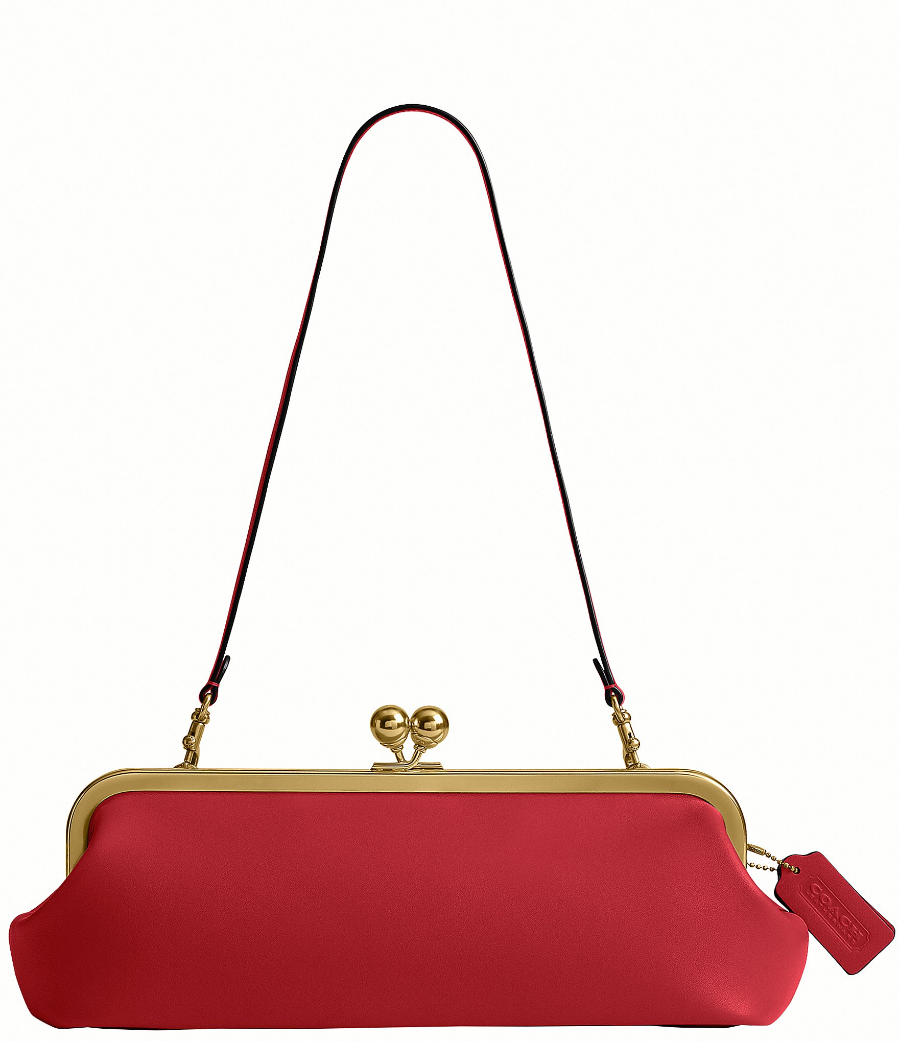 COACH Kisslock 30 East West Leather Frame Shoulder Bag
