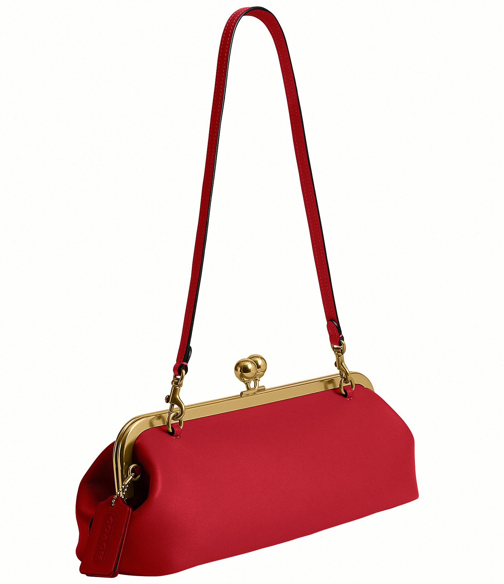 COACH Kisslock 30 East West Leather Frame Shoulder Bag