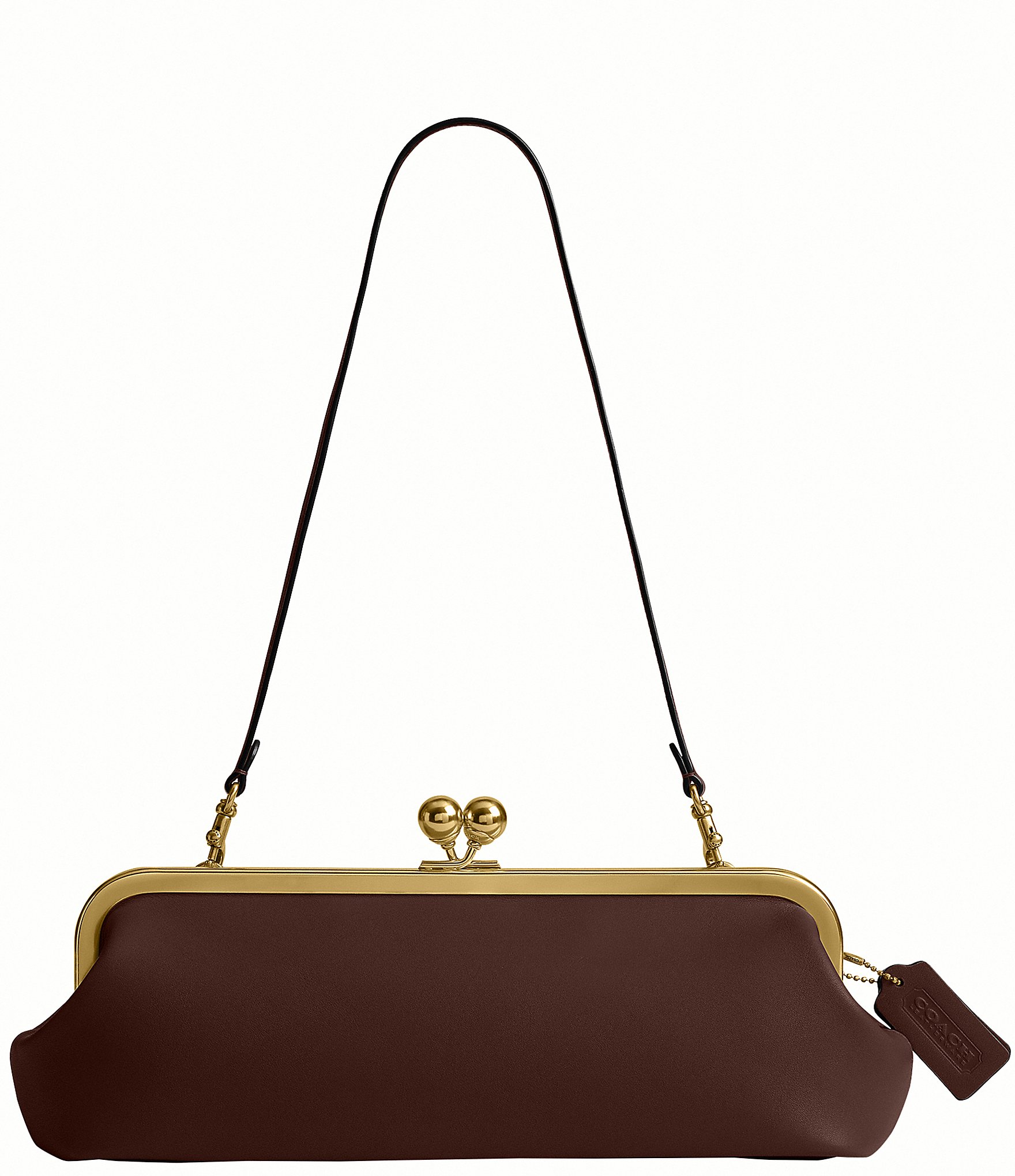 COACH Kisslock 30 East West Leather Frame Shoulder Bag