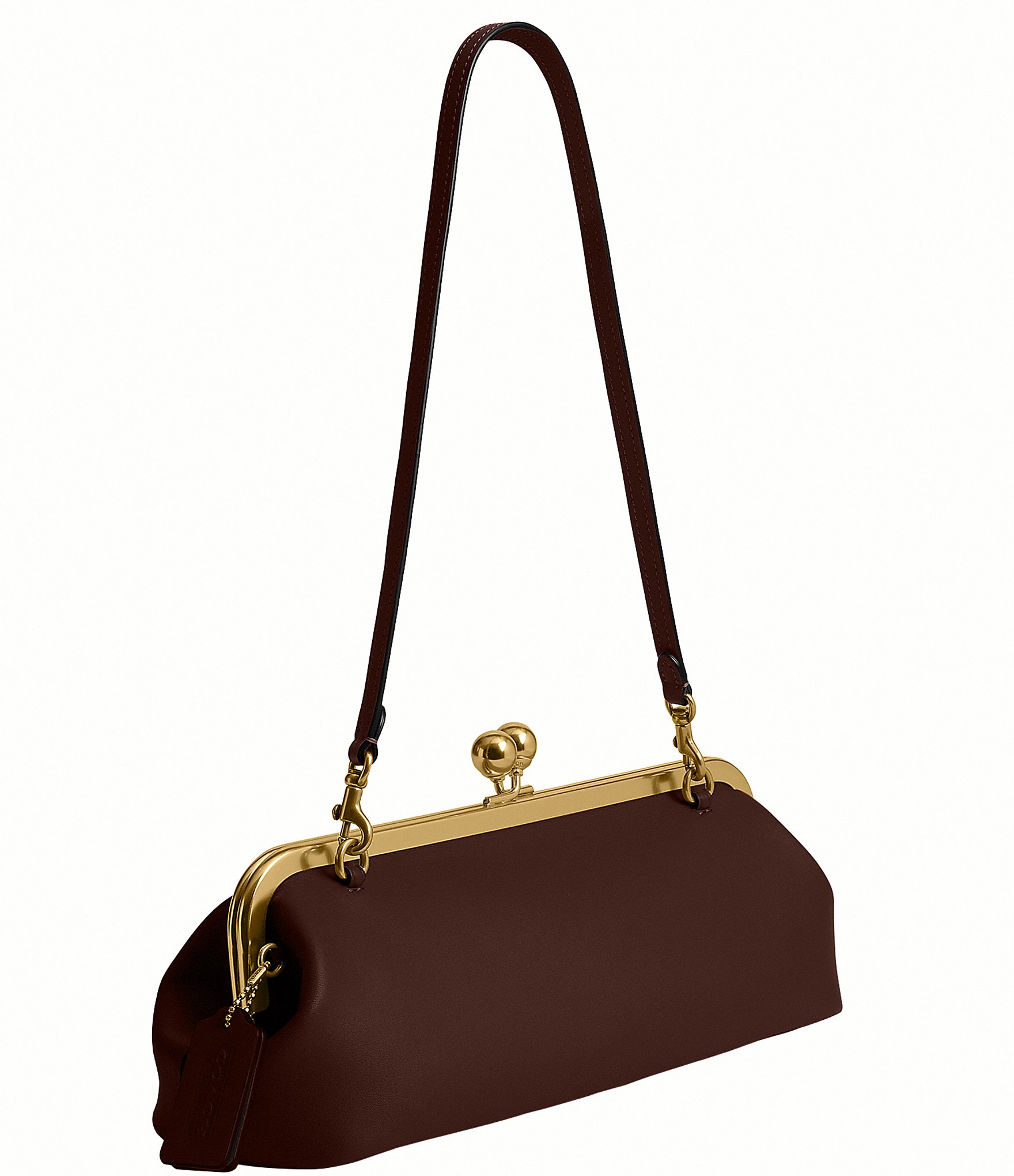 COACH Kisslock 30 East West Leather Frame Shoulder Bag