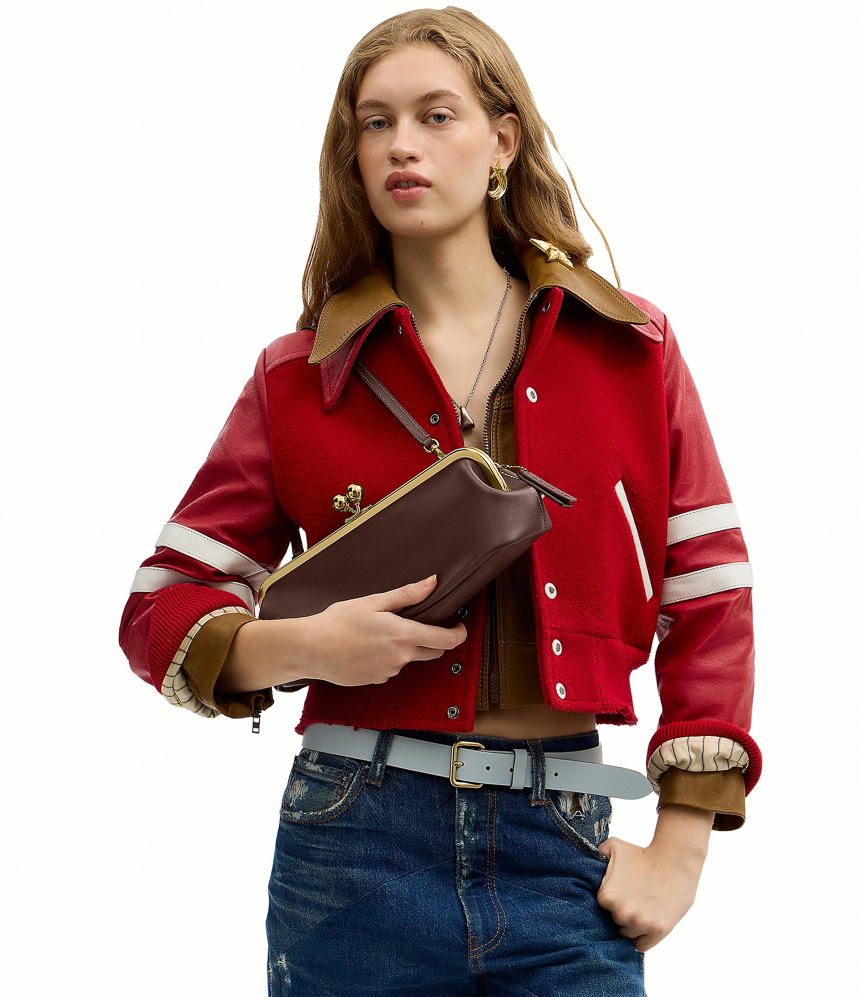 COACH Kisslock 30 East West Leather Frame Shoulder Bag