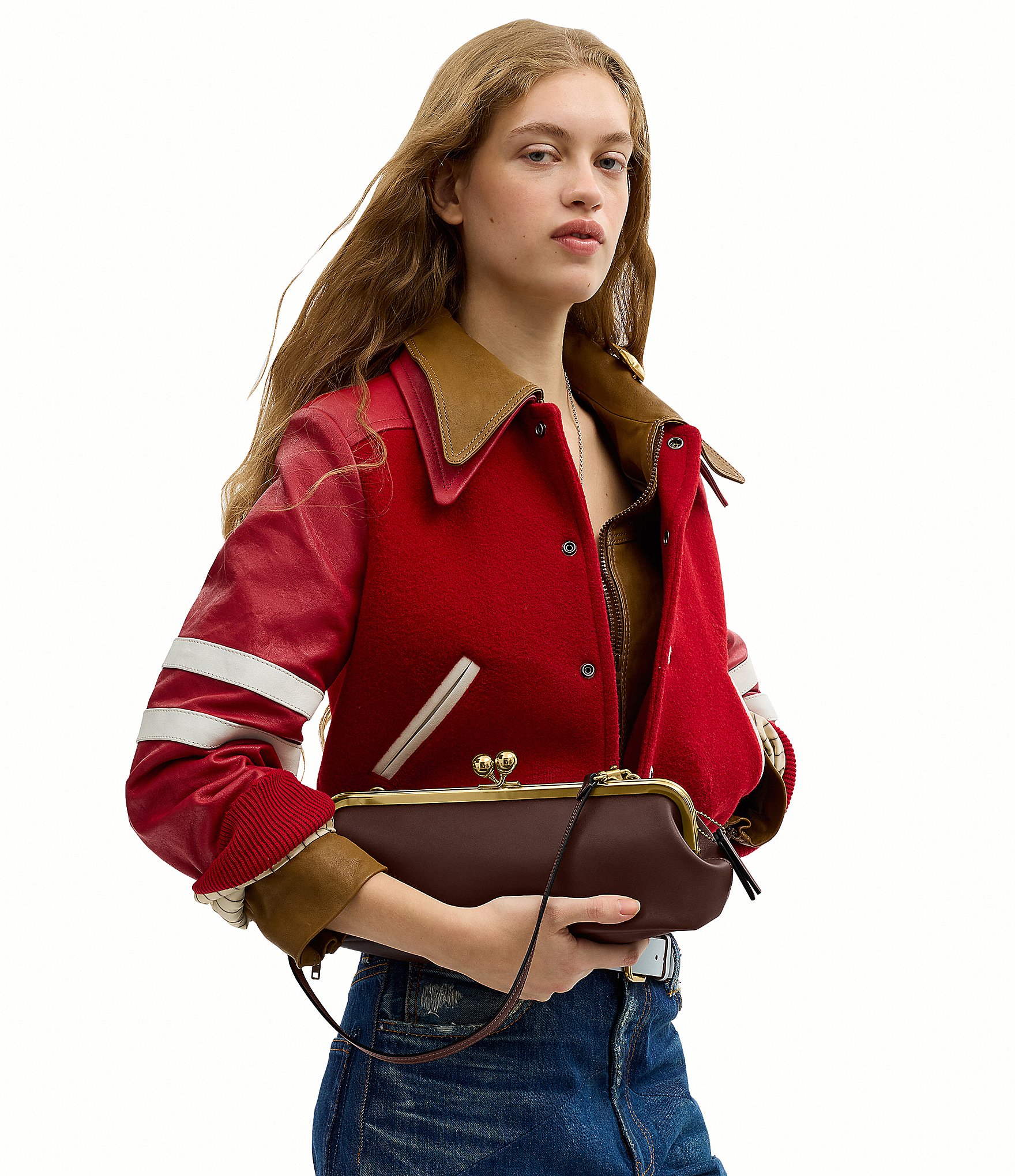 COACH Kisslock 30 East West Leather Frame Shoulder Bag