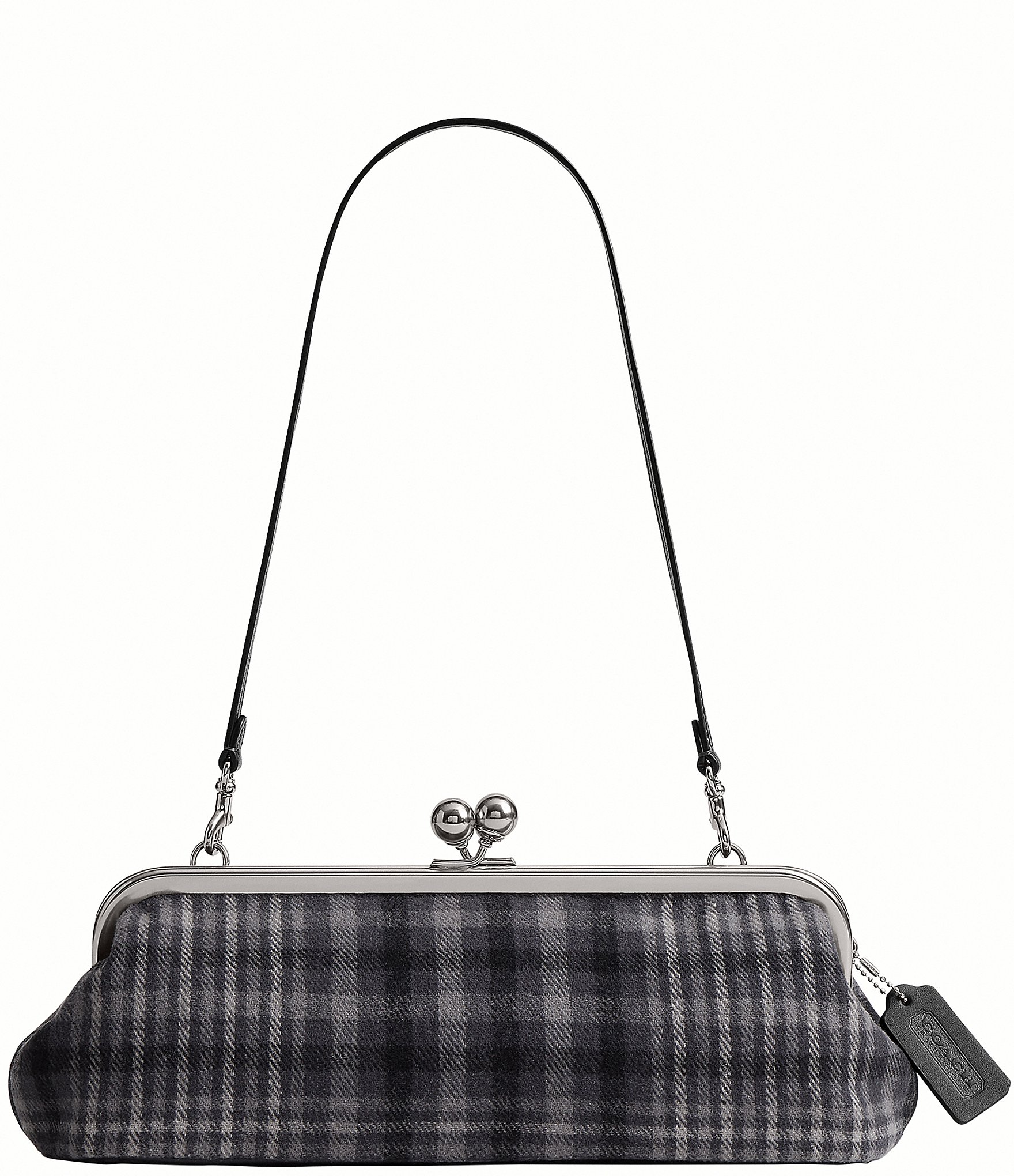 COACH Kisslock 30 Plaid East West Frame Shoulder Bag