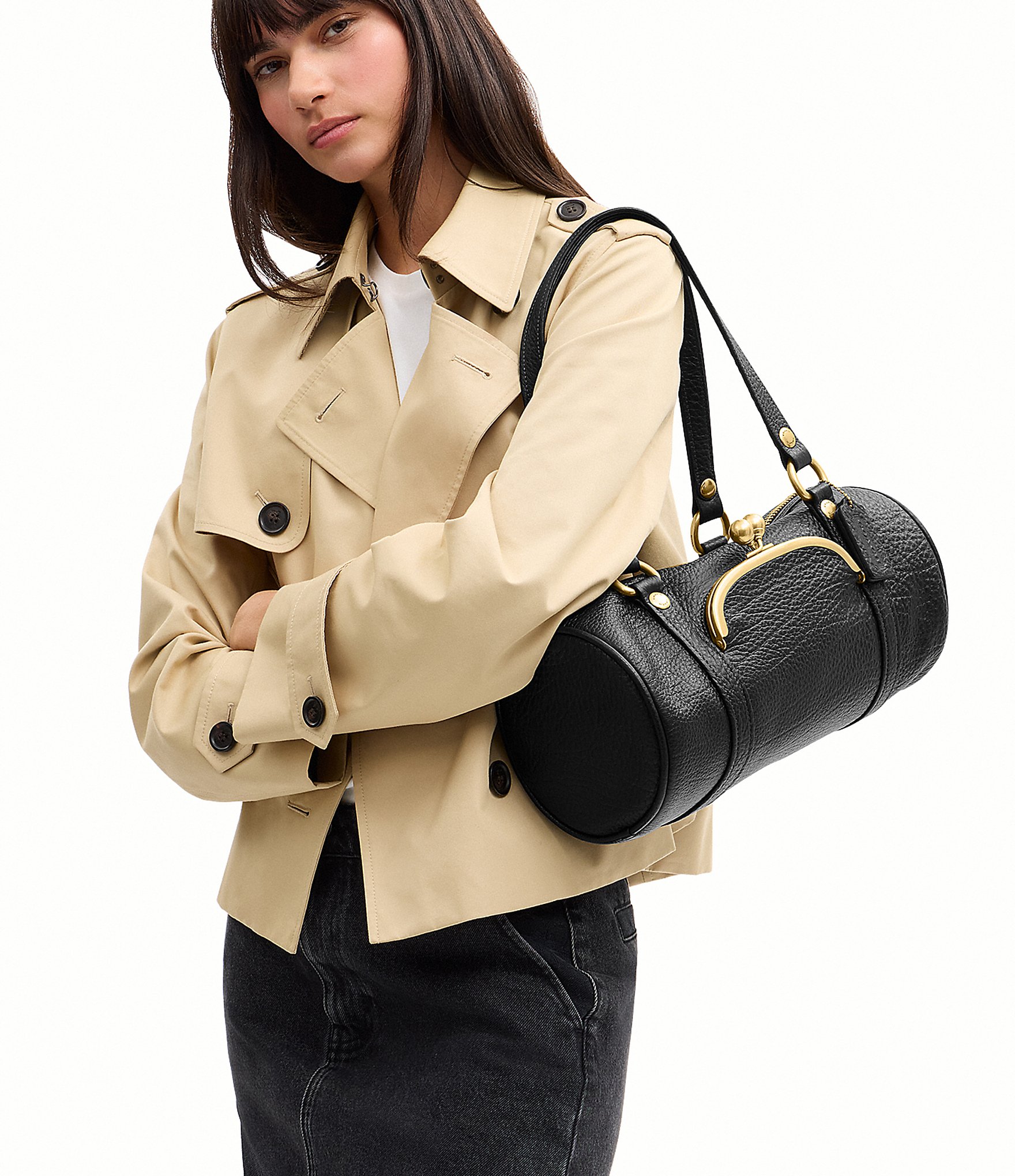 COACH Kisslock Barrel Shoulder Bag