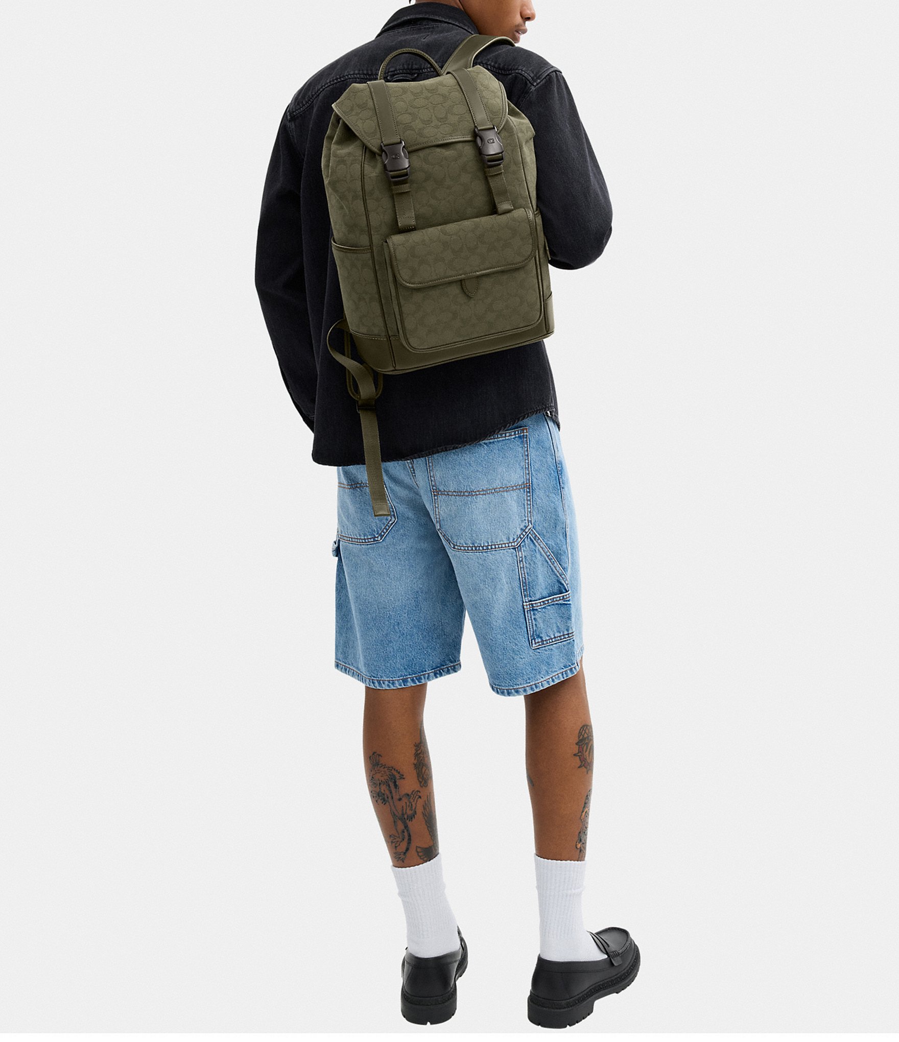 COACH League Signature Canvas Jacquard Flap Backpack