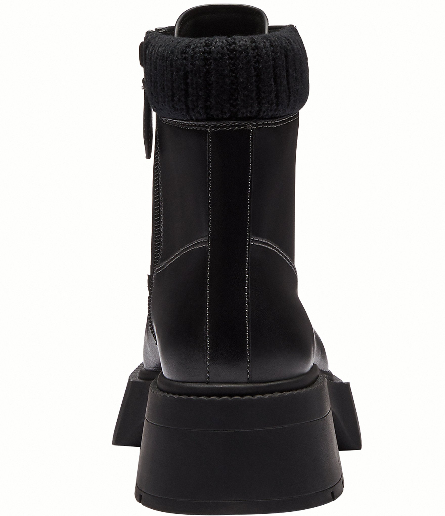 COACH Leah Leather Platform Lace Up Block Heel Booties