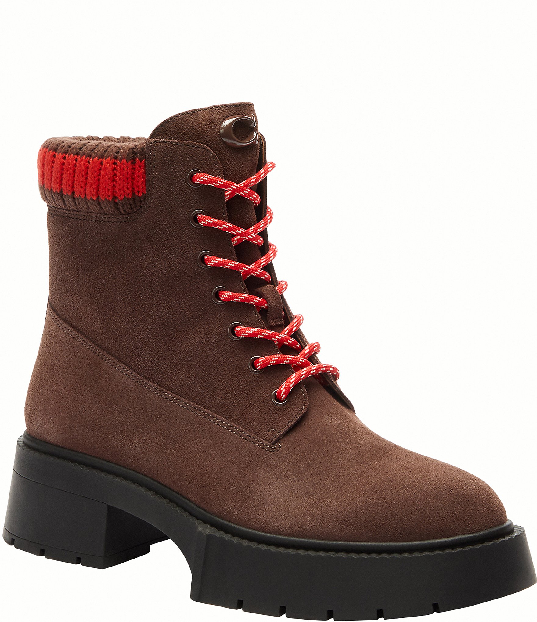 COACH Leah Suede Lace Up Platform Booties