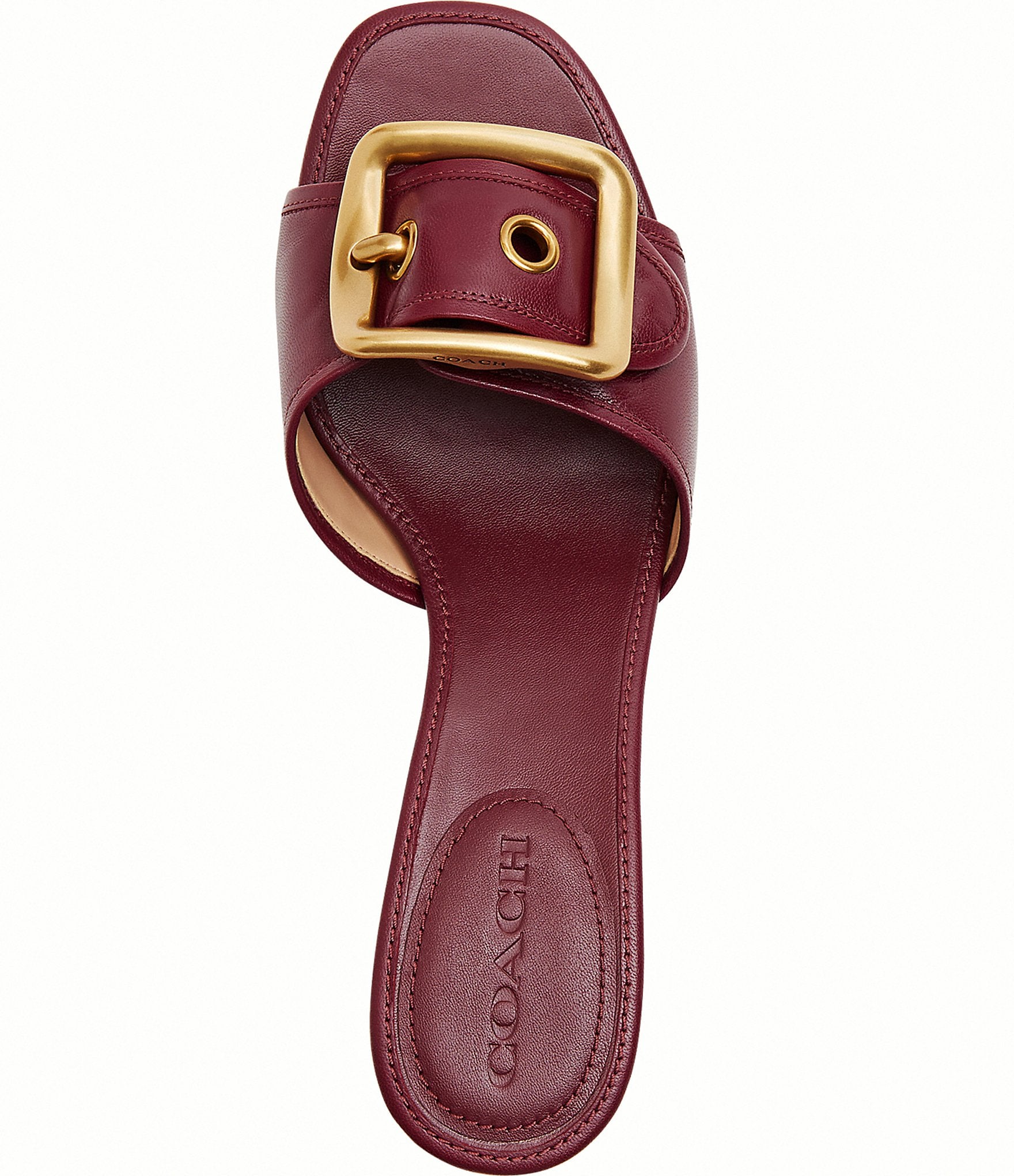 COACH Margot Oversized Buckle Loved Leather Heel Sandals