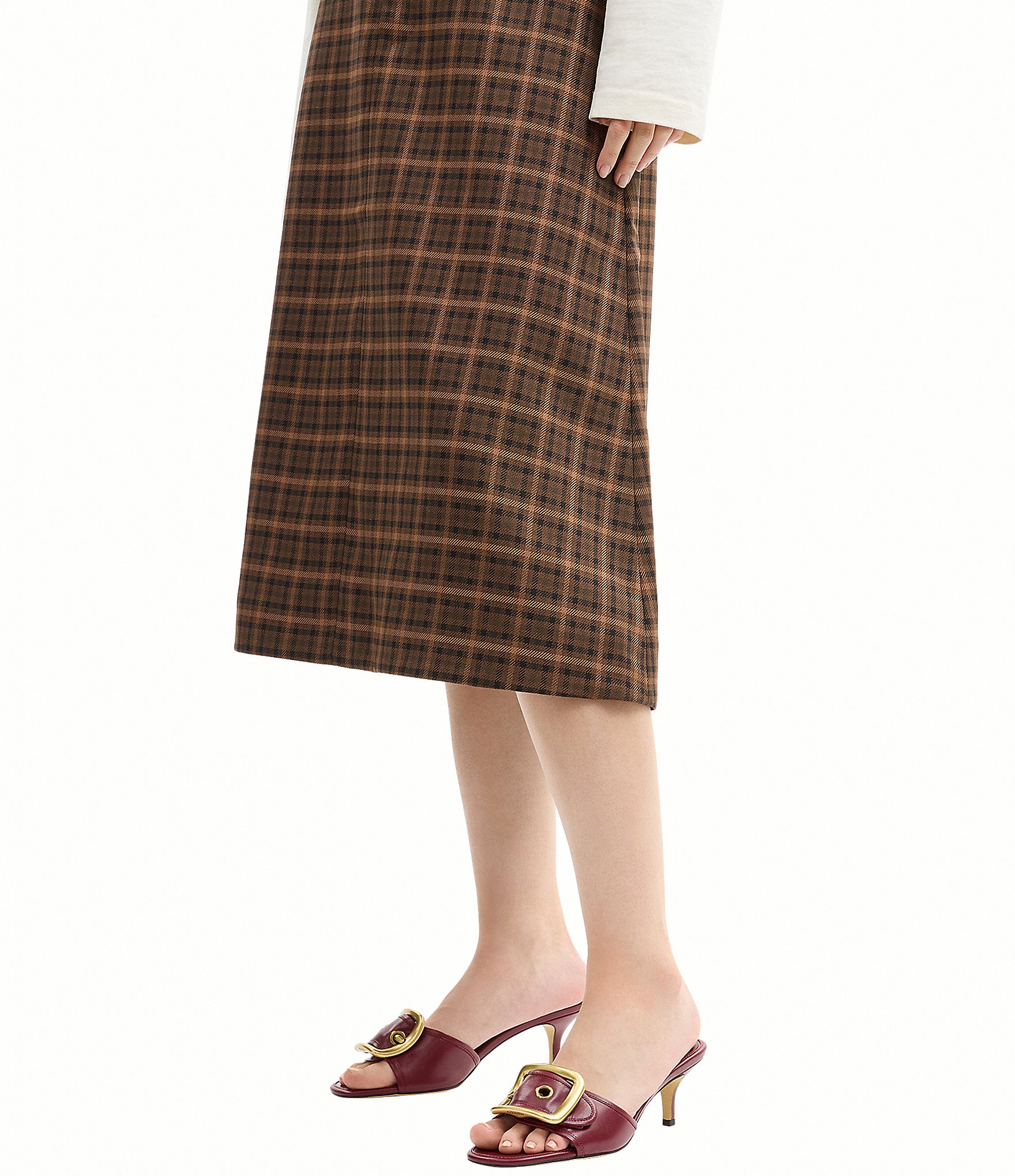 COACH Margot Oversized Buckle Loved Leather Heel Sandals