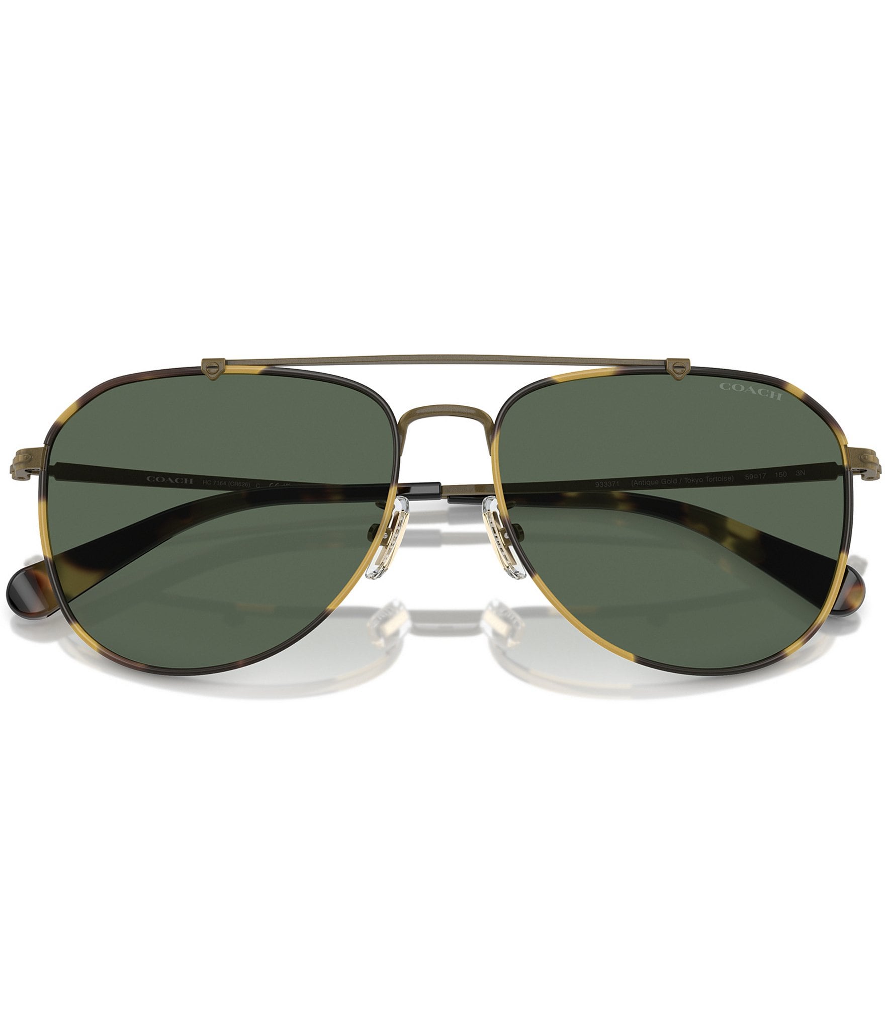 COACH Men's 0HC7164 59mm Tortoise Pilot Sunglasses