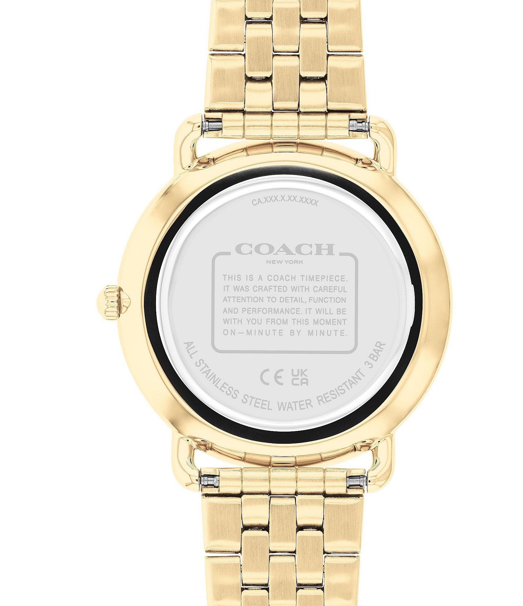 COACH Men's Black Dial Elliot Quartz Analog Gold Tone Stainless Steel Bracelet Watch