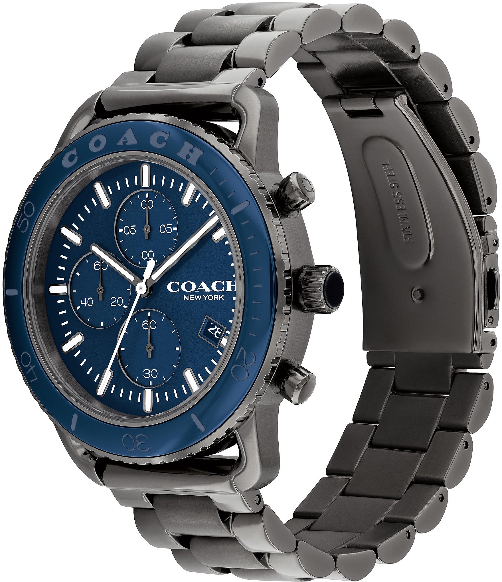 COACH Men's Cruiser Quartz Chronograph Grey IP Bracelet Watch