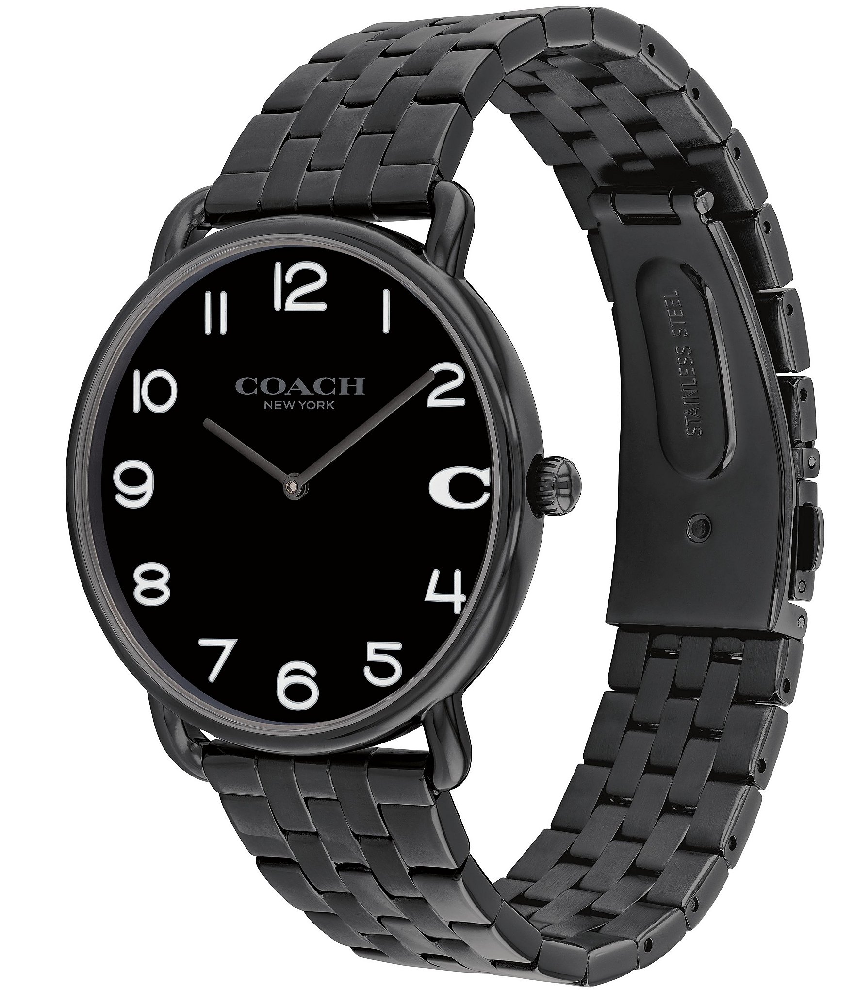 COACH Men's Elliot Quartz Analog Allover Black Tone Stainless Steel Bracelet Watch