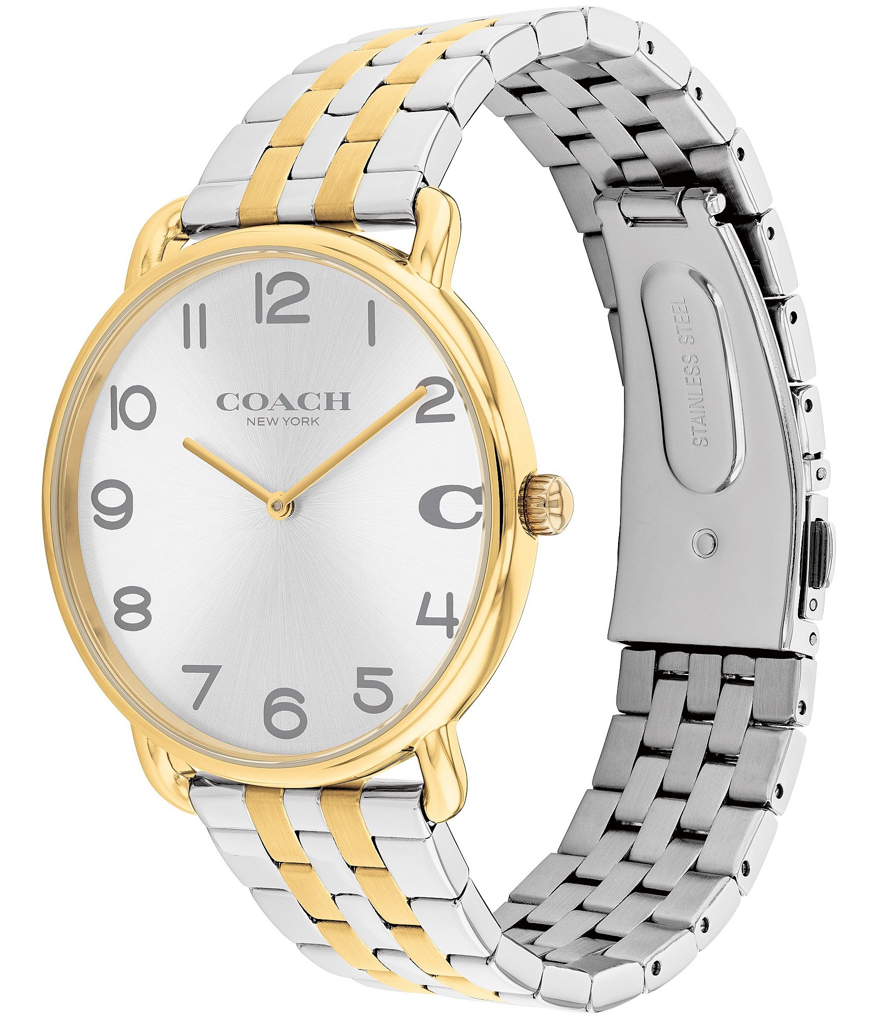 COACH Men's Elliot Quartz Analog Two Tone Stainless Steel Bracelet Watch