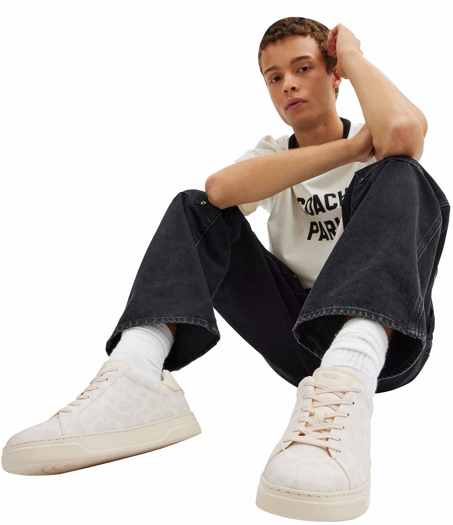 COACH Men's High Line Signature Logo Leather Sneakers