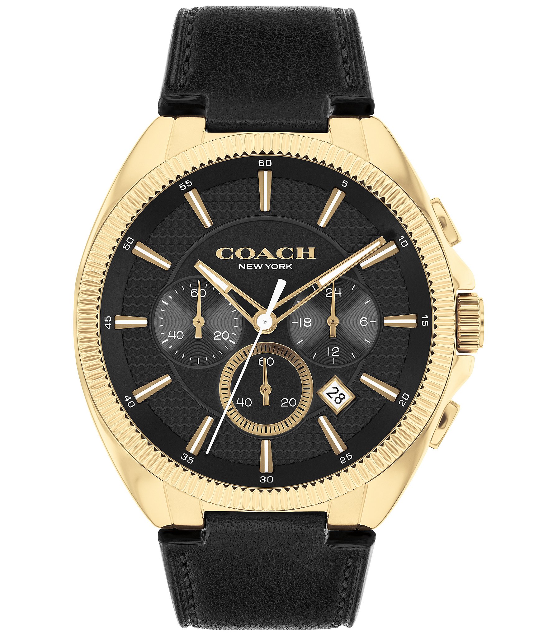 COACH Men's Jackson Quartz Analog Black Leather Strap Watch