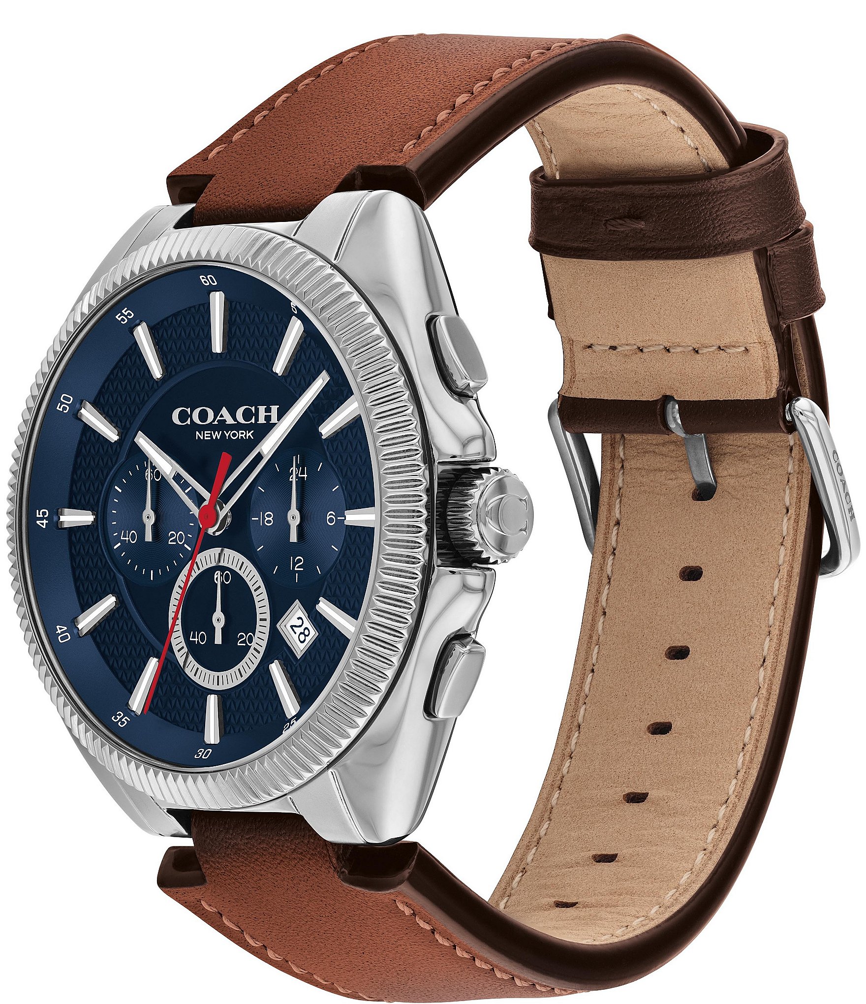 COACH Men's Jackson Quartz Chronograph 44mm Brown Leather Strap Watch