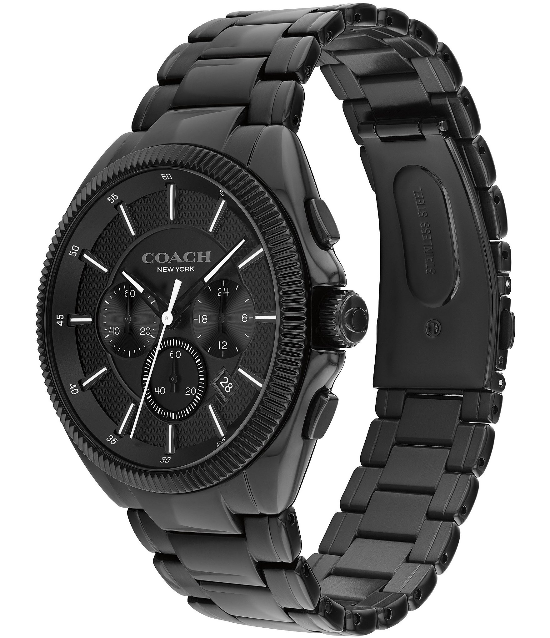 COACH Men's Jackson Quartz Chronograph Black Tone 44mm Stainless Steel Bracelet Watch