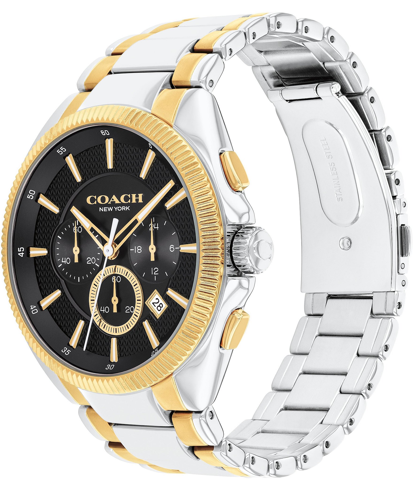 COACH Men's Jackson Quartz Chronograph Two Tone Stainless Steel Bracelet Watch