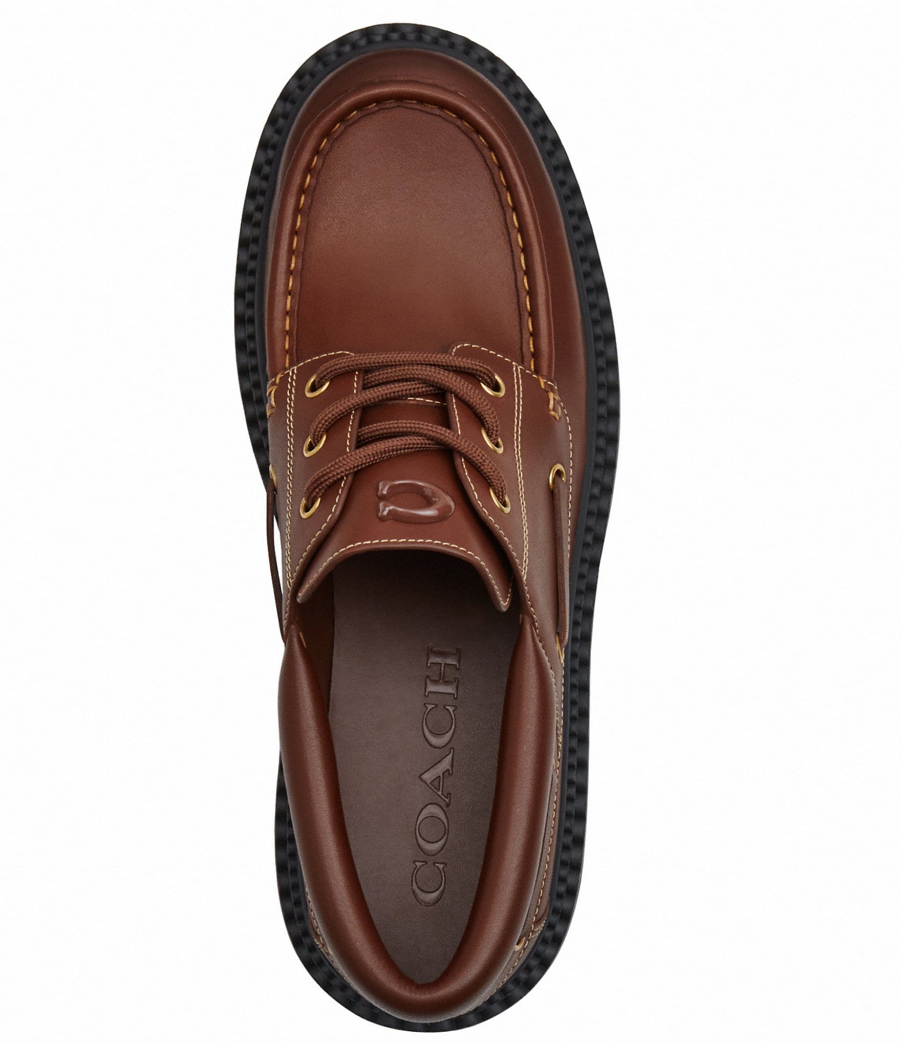 COACH Men's Leather Lug Sole Boat Shoes
