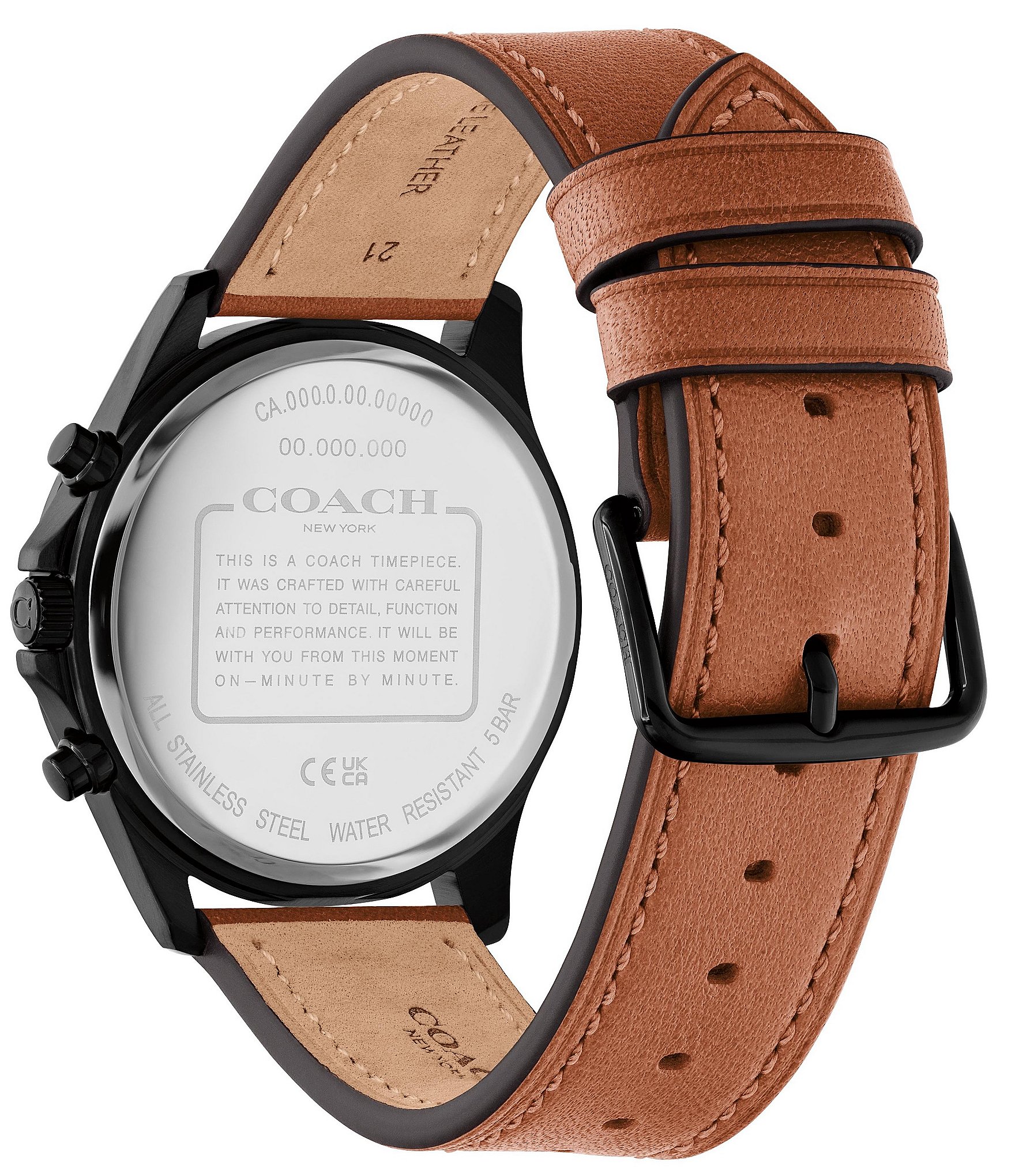 COACH Men's Oliver Multifunction Leather Strap Watch