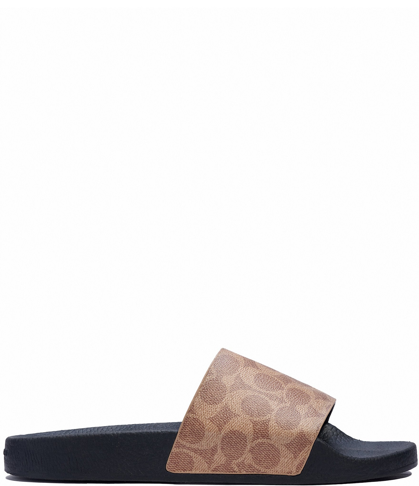 COACH Men's Signature Logo Coated Canvas Pool Slide Sandals