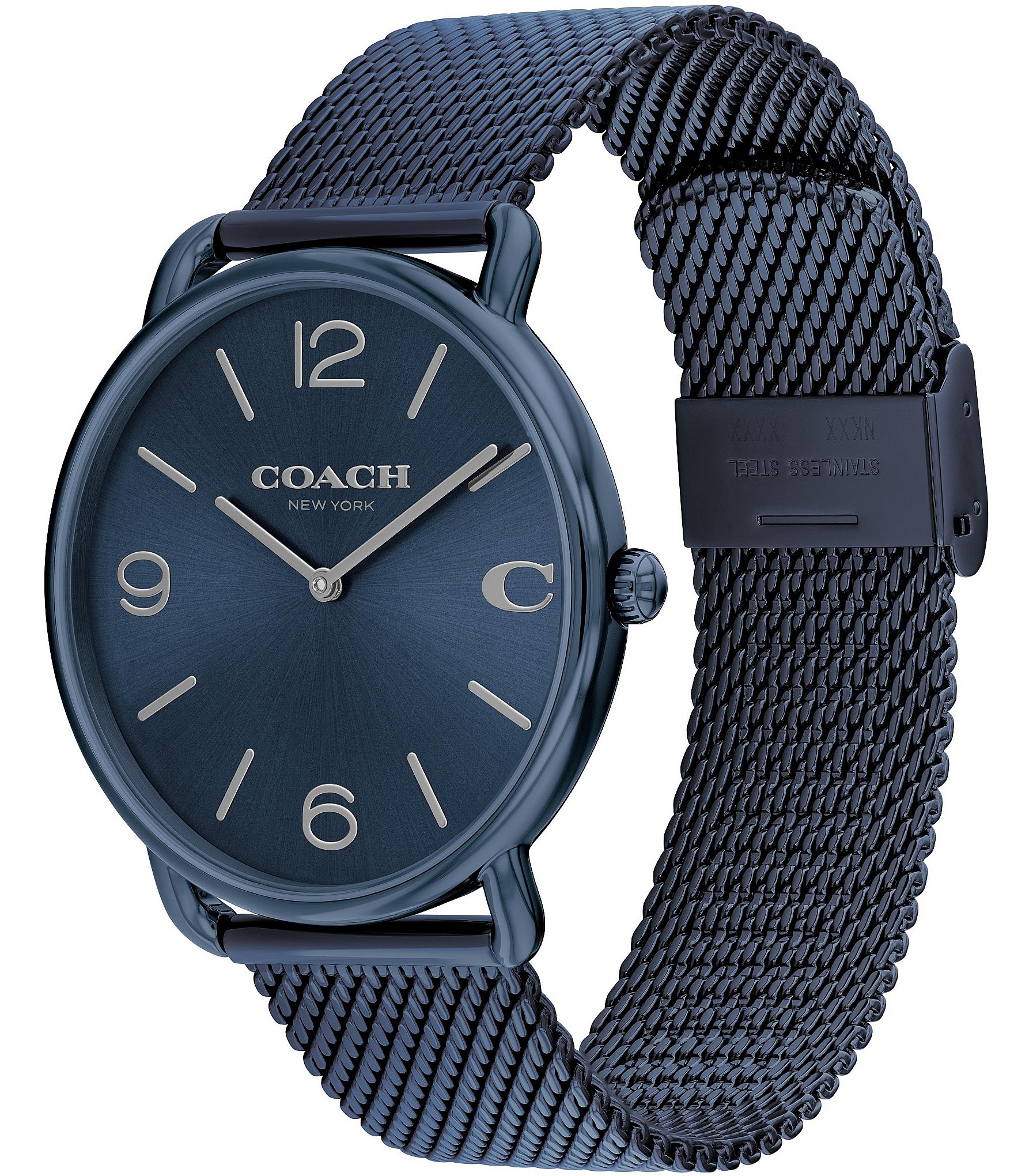 Coach Unisex Black Metal Band popular Watch W Navy Face