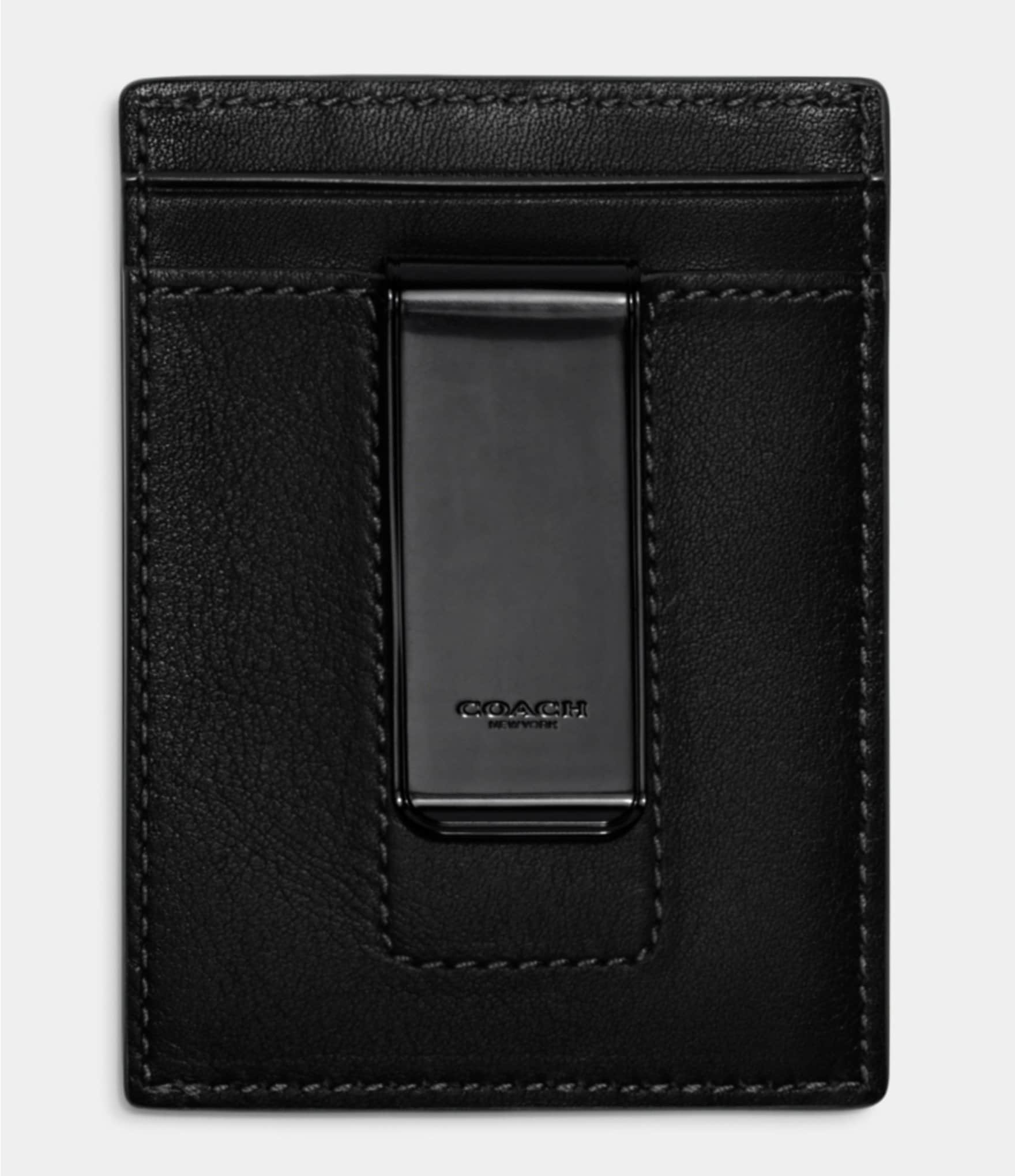 COACH Men's Sport Calf Leather Money Clip Card Case