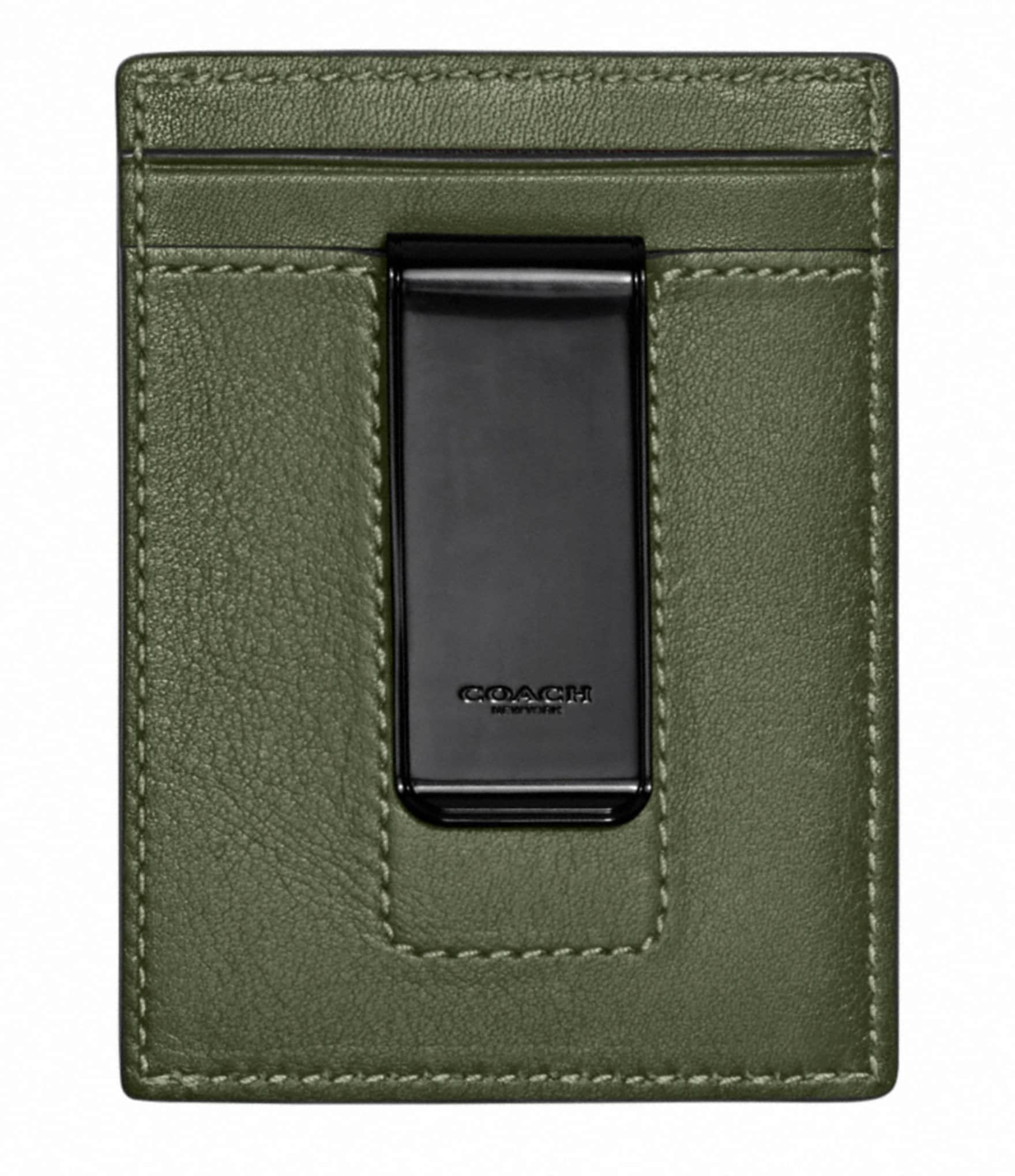 COACH Men's Sport Calf Leather Money Clip Card Case