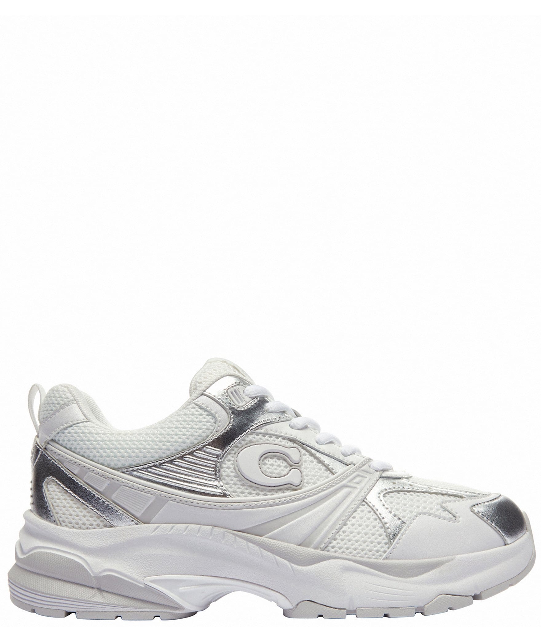 COACH Women's Leather and Mesh Lace Up Sneakers