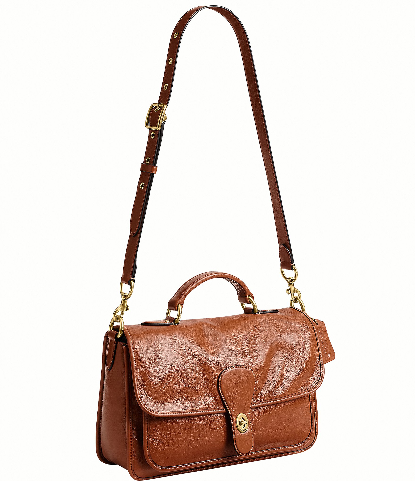 COACH Metropolitan 31 Glazed Leather Turnlock Messenger Bag