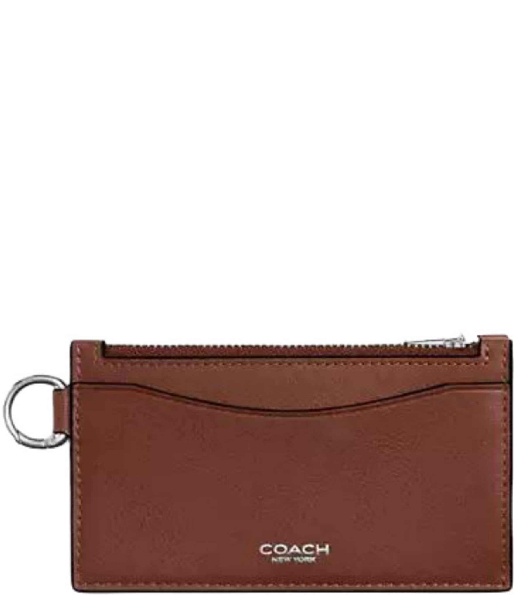 Coach Natural Grain Leather Zip Card Case