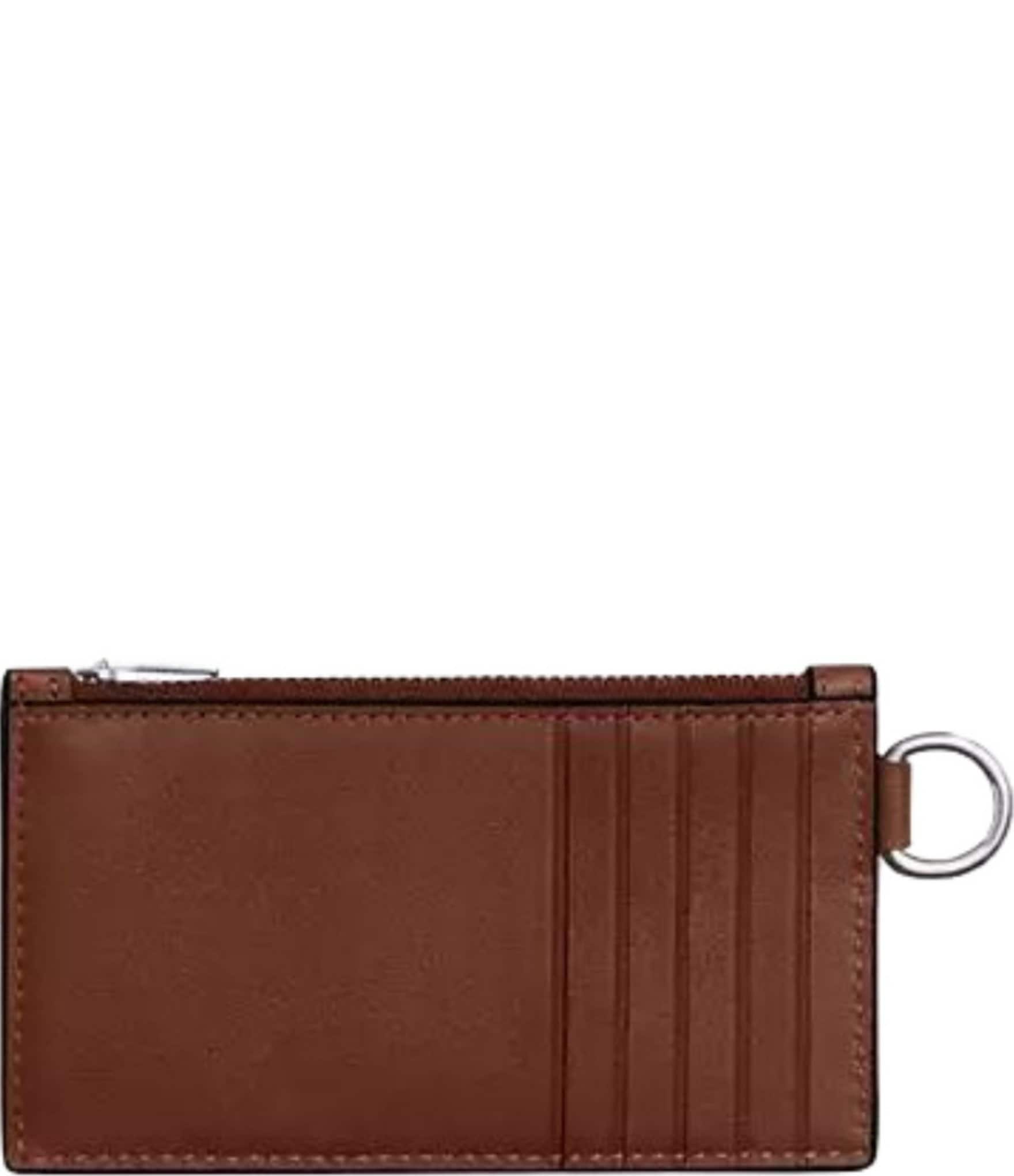Coach Natural Grain Leather Zip Card Case