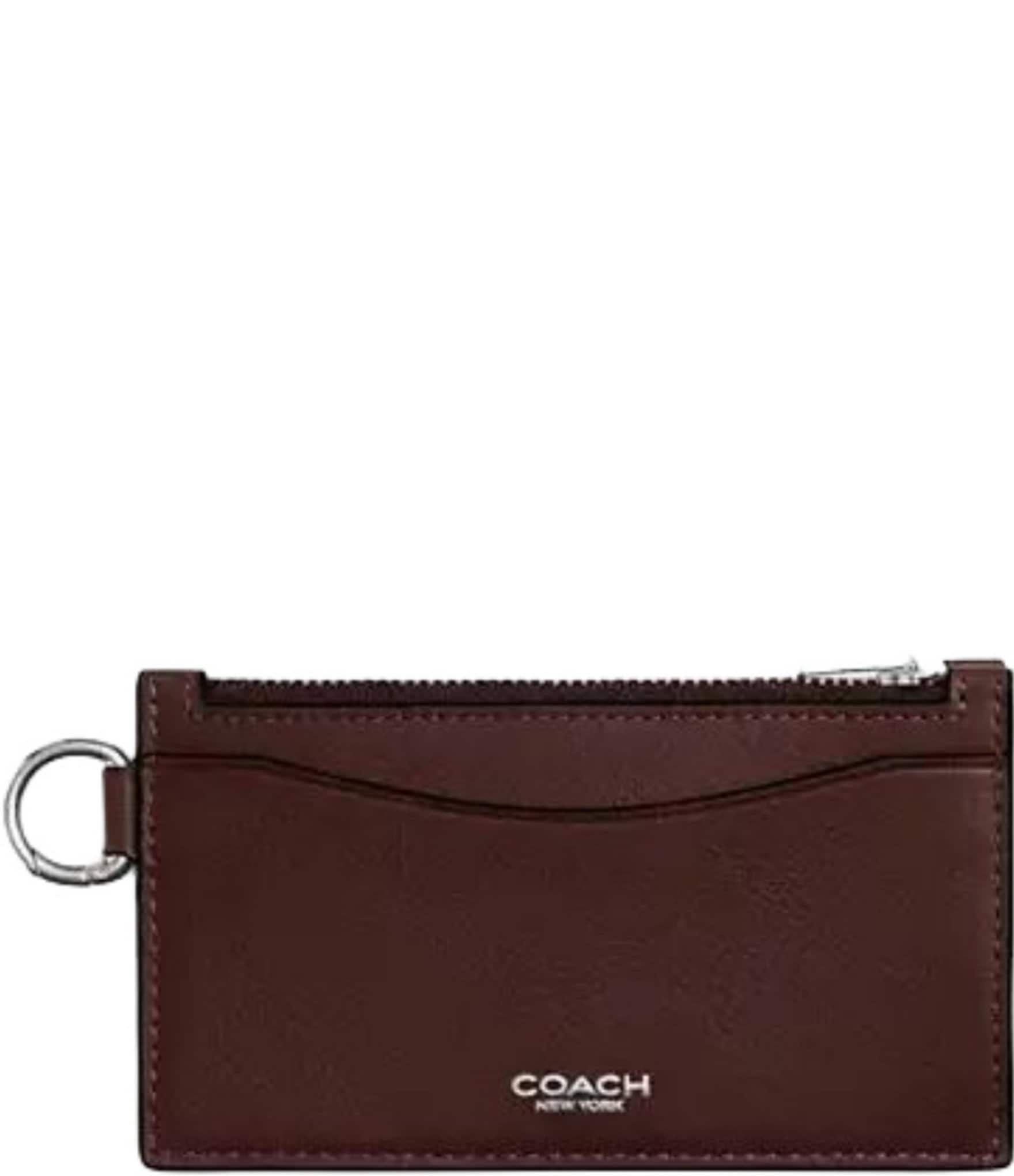 Coach Natural Grain Leather Zip Card Case