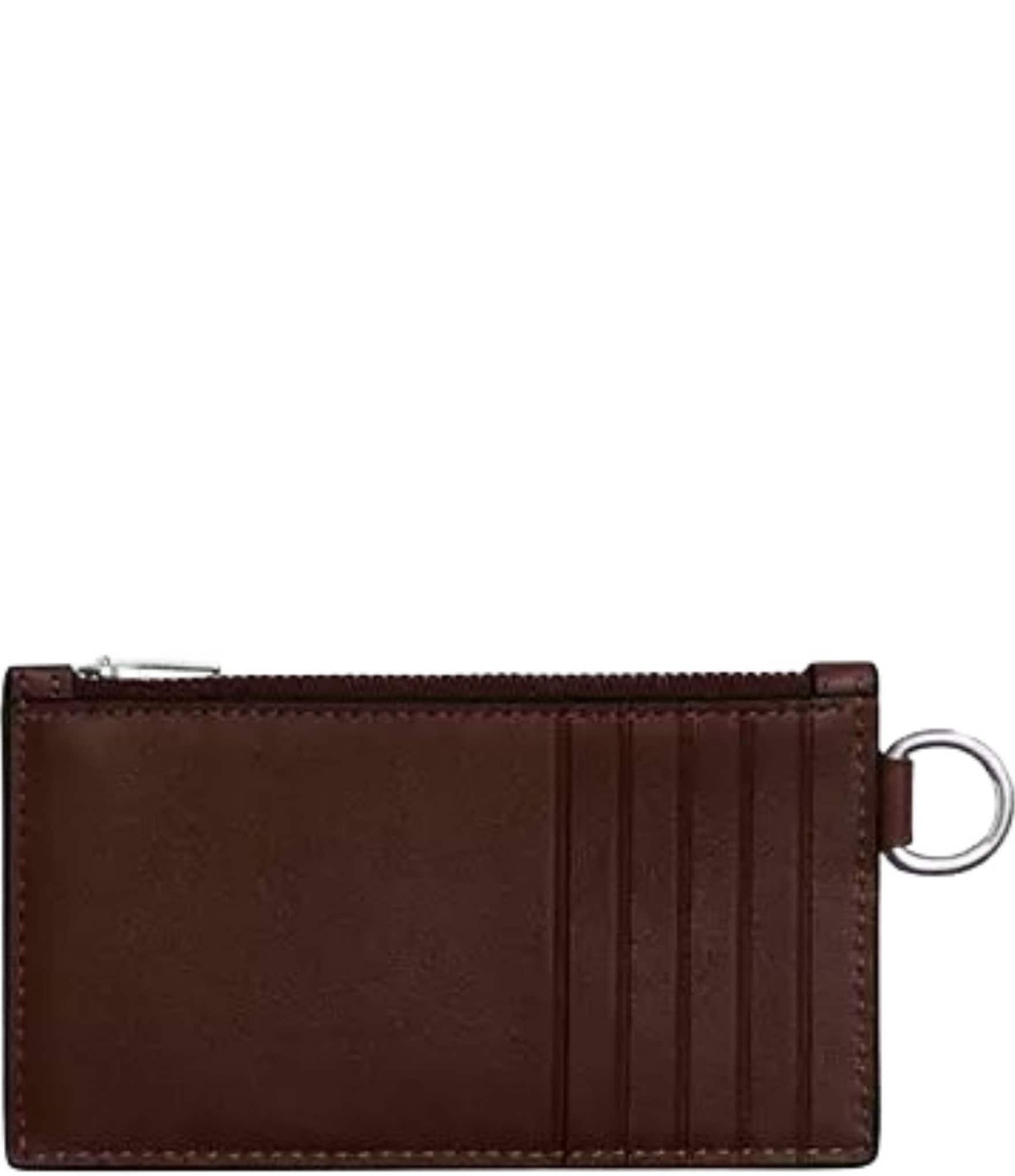 Coach Natural Grain Leather Zip Card Case
