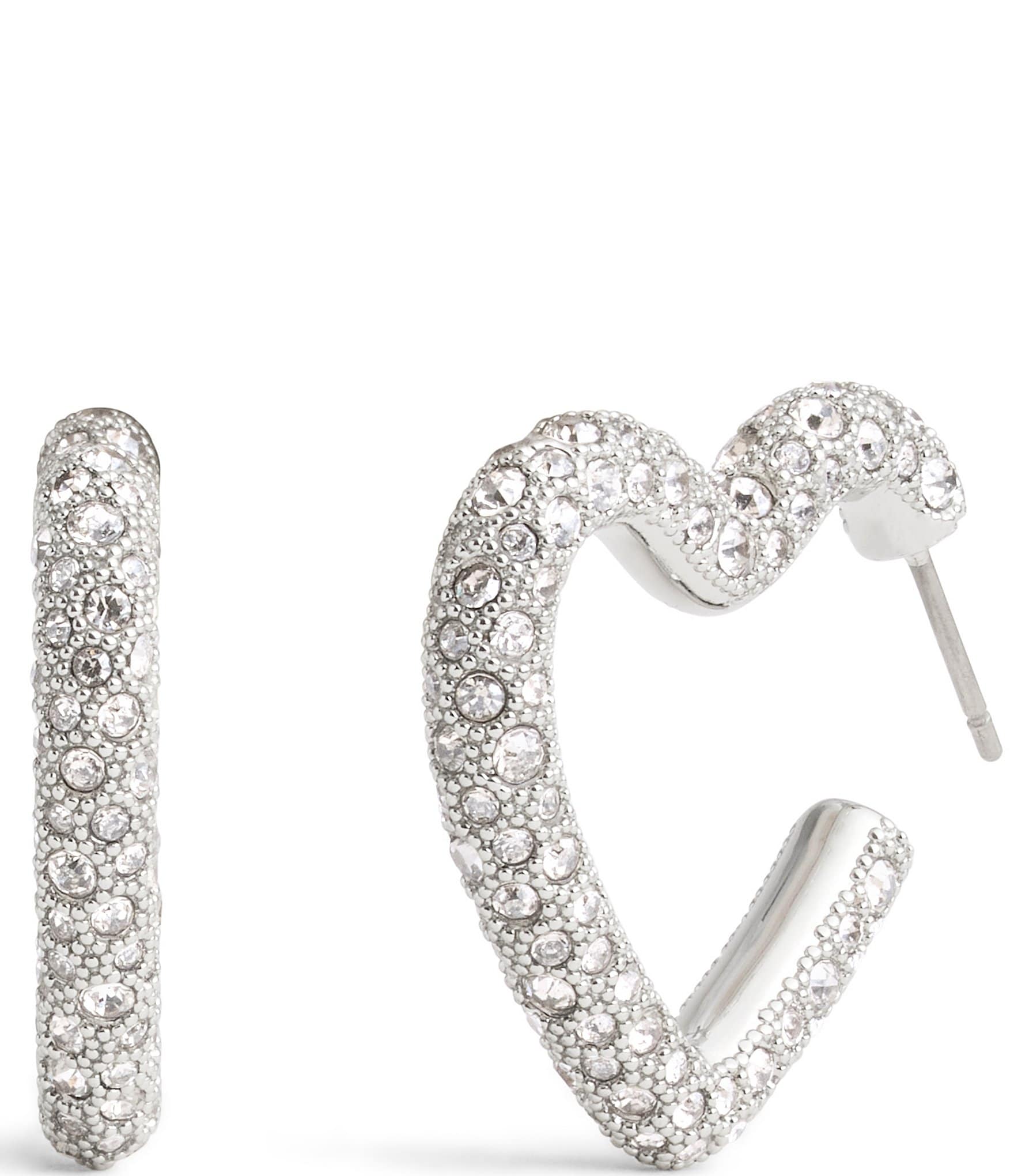 COACH Pav Heart Crystal Hoop Earrings