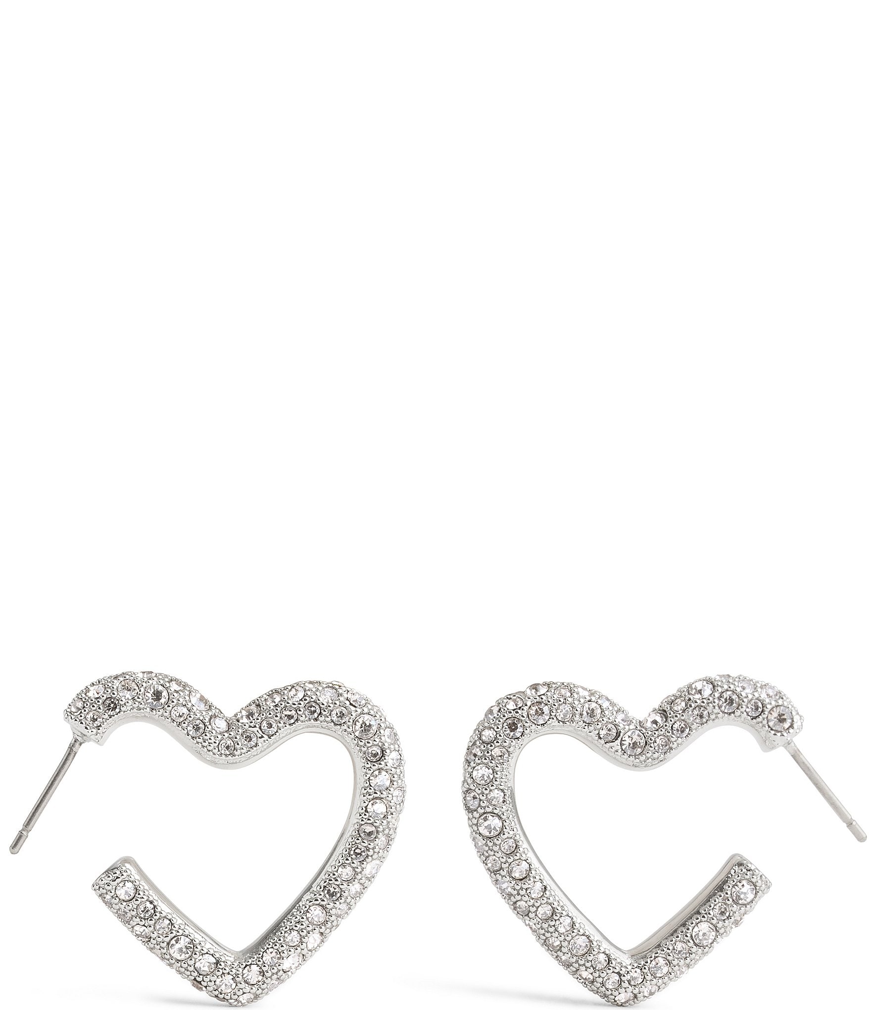 COACH Pav Heart Crystal Hoop Earrings