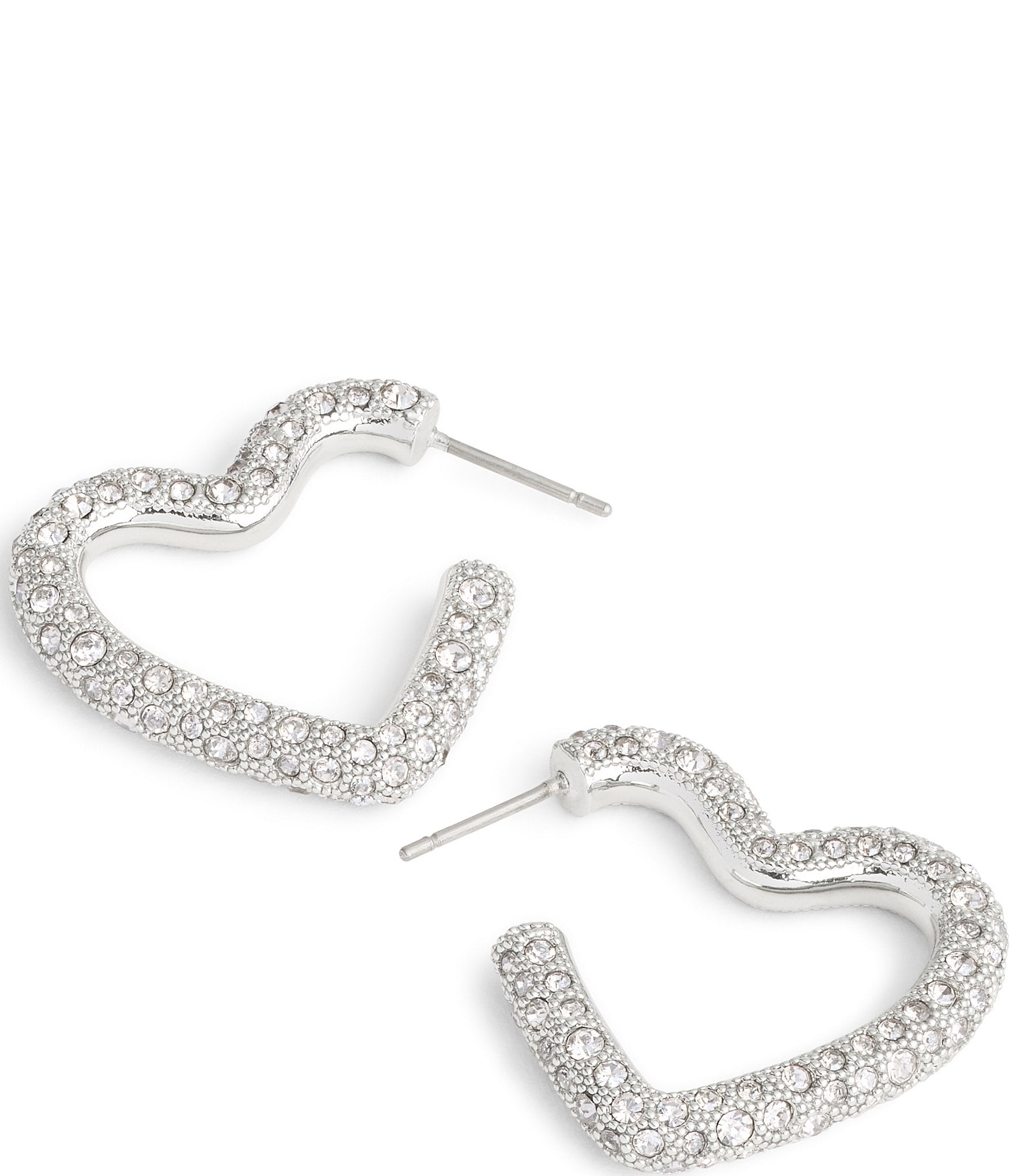 COACH Pav Heart Crystal Hoop Earrings